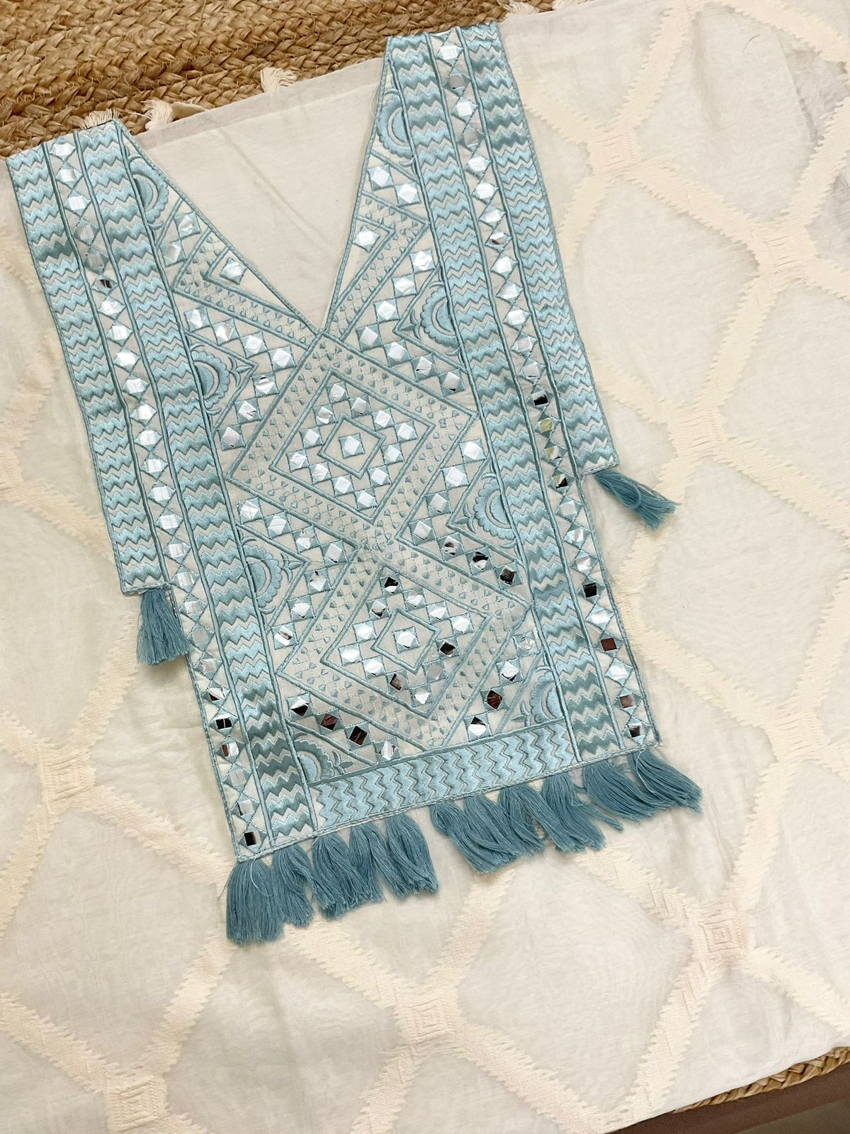 Pure Chanderi Self Weaved Embroidered Suit - Off White