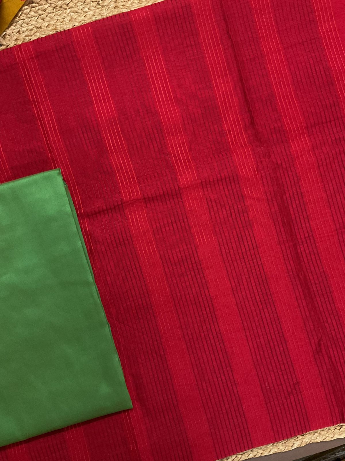 Pure Chanderi Printed Embroidered Suit - Red