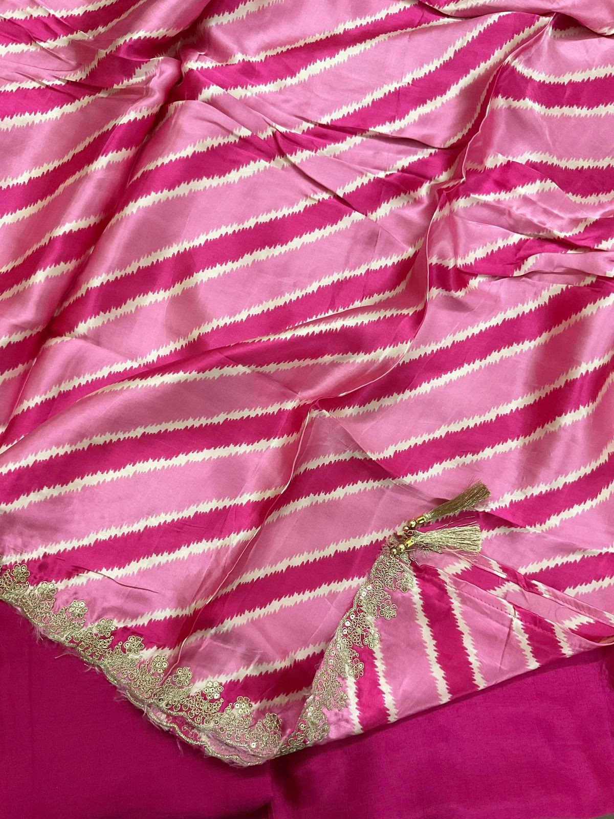 Soft Dola Silk Printed Embroidered Suit - Pink
