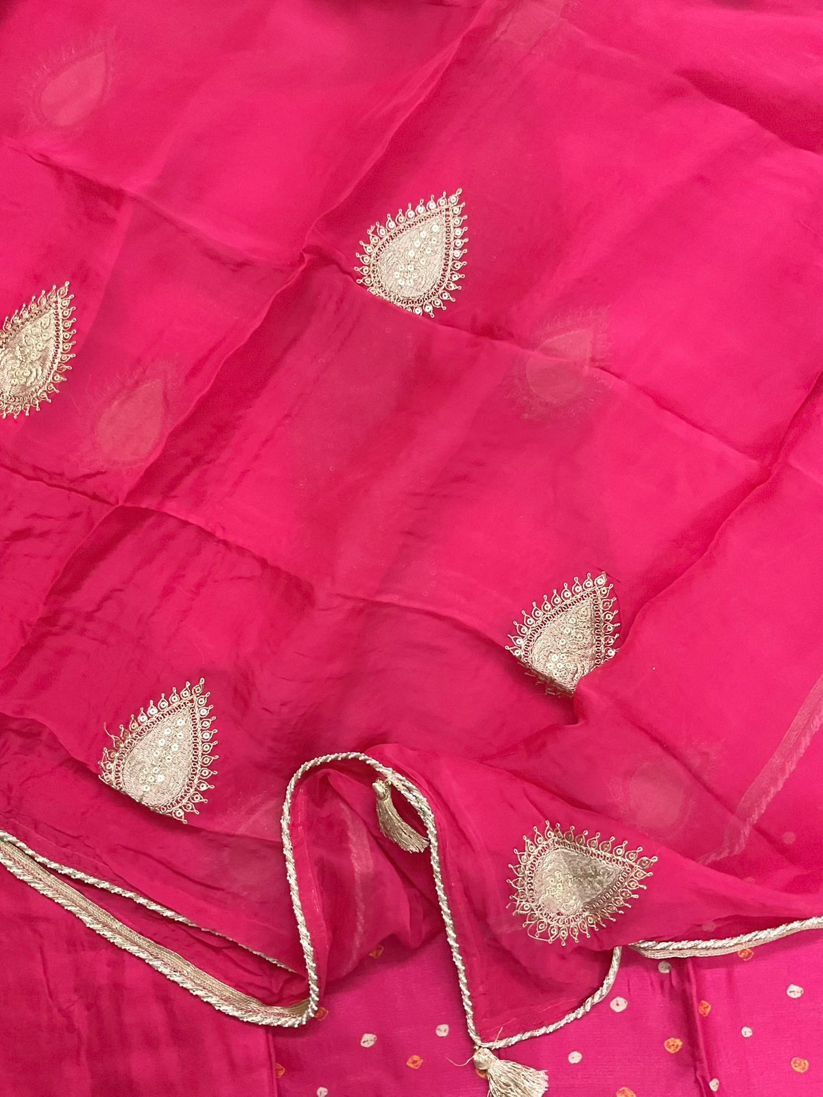Soft Dola Silk Printed Embroidered Suit - Pink