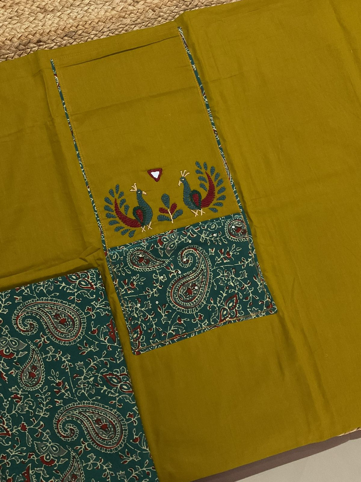 Pure Cotton Printed Embroidered Suit - Yellow