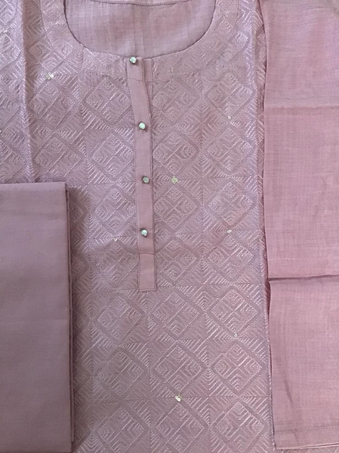 Pure Mul Chanderi Embroidered Suit - Pink