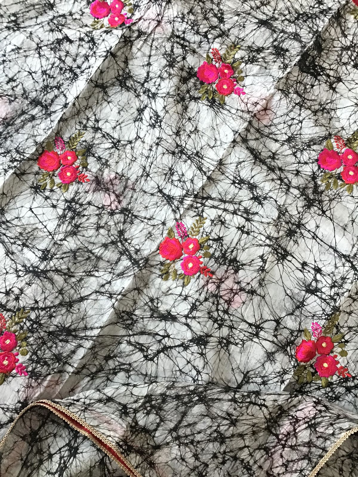 Pure Cotton Printed Embroidered Suit - Black