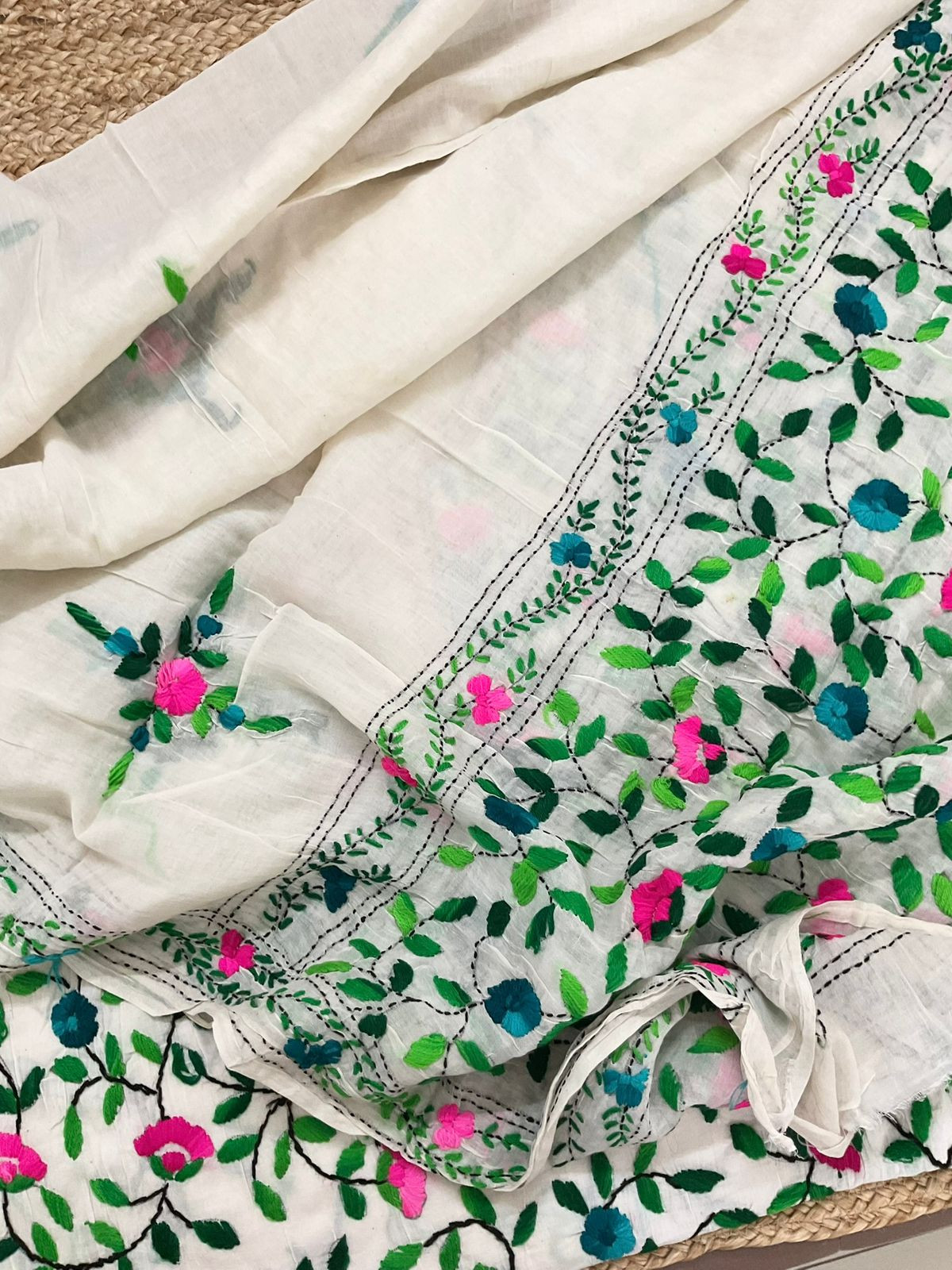 Pure Cotton Embroidered Suit - Off White