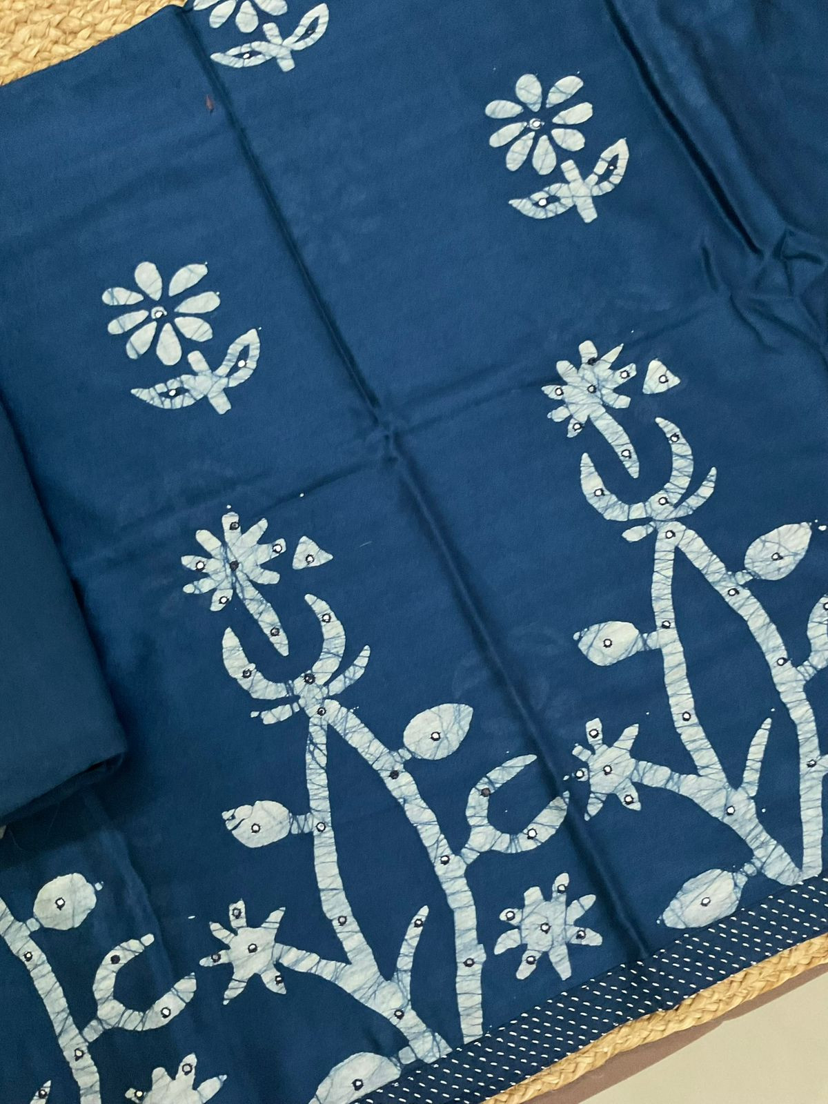 Pure Chanderi Printed Embroidered Suit - Blue