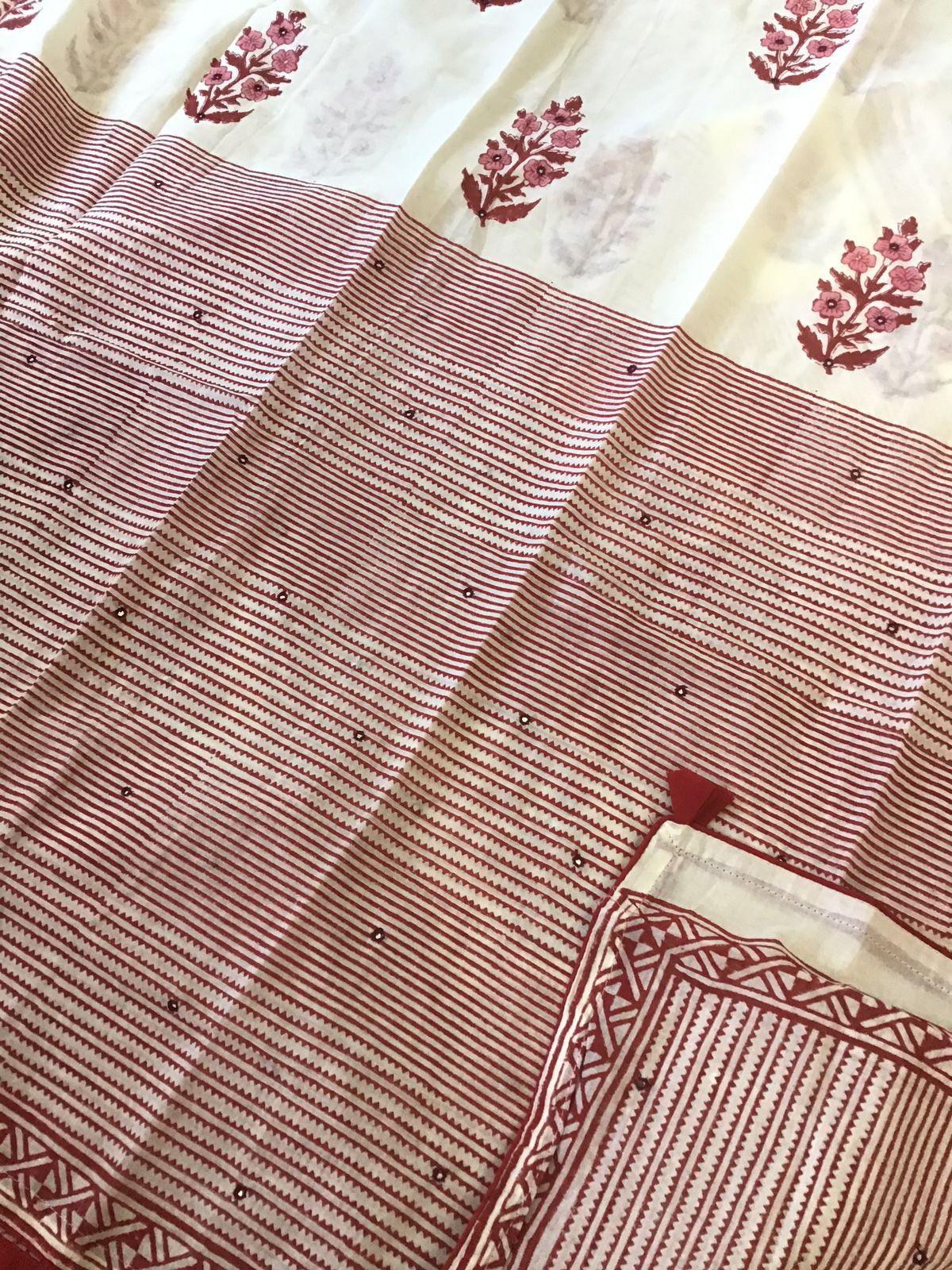 Pure Cotton Printed Embroidered Suit - Offwhite