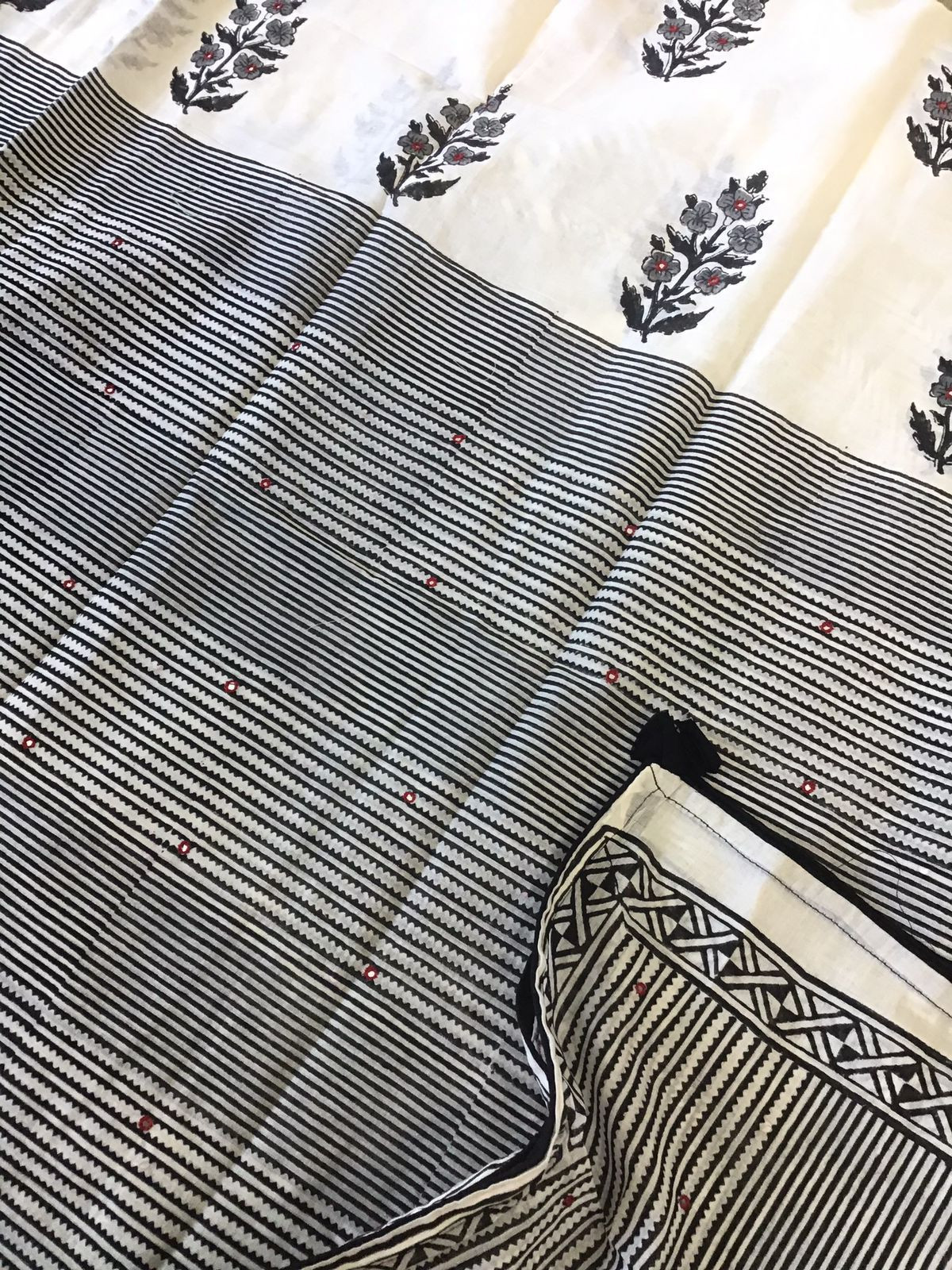 Pure Cotton Printed Embroidered Suit - Offwhite