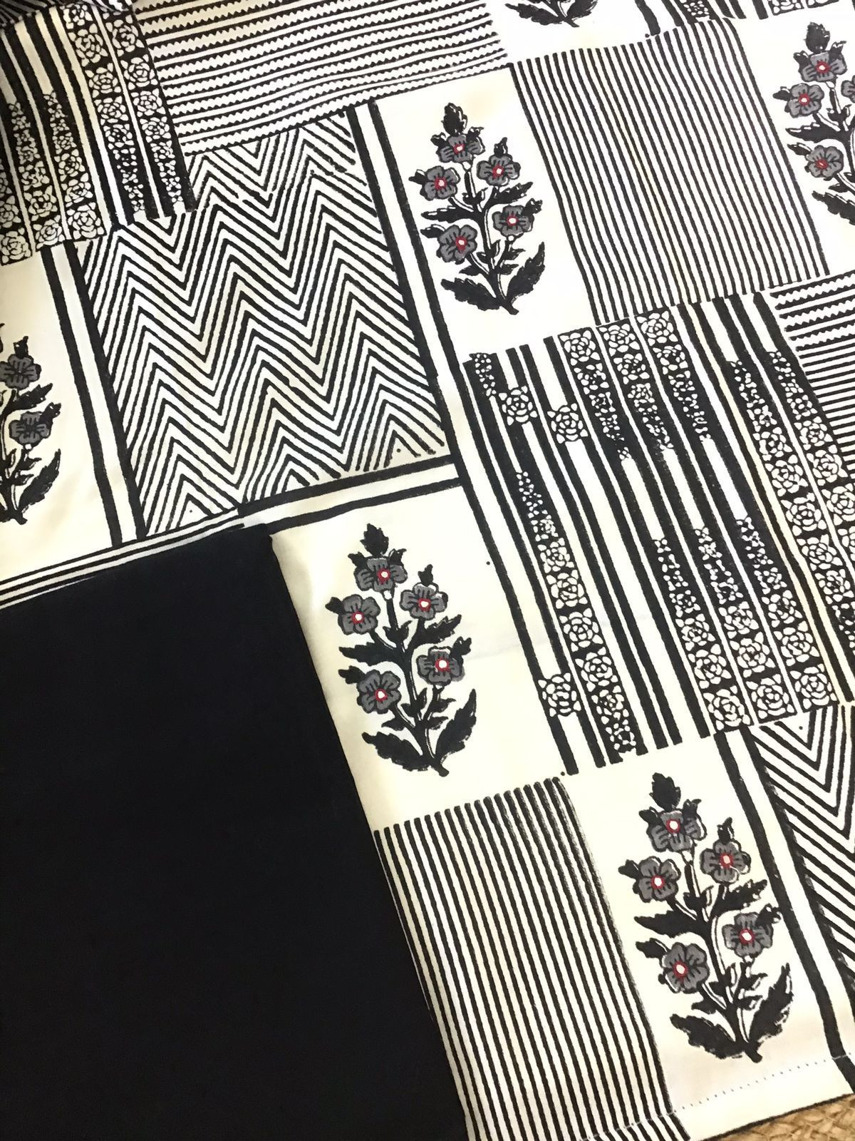 Pure Cotton Printed Embroidered Suit - Offwhite