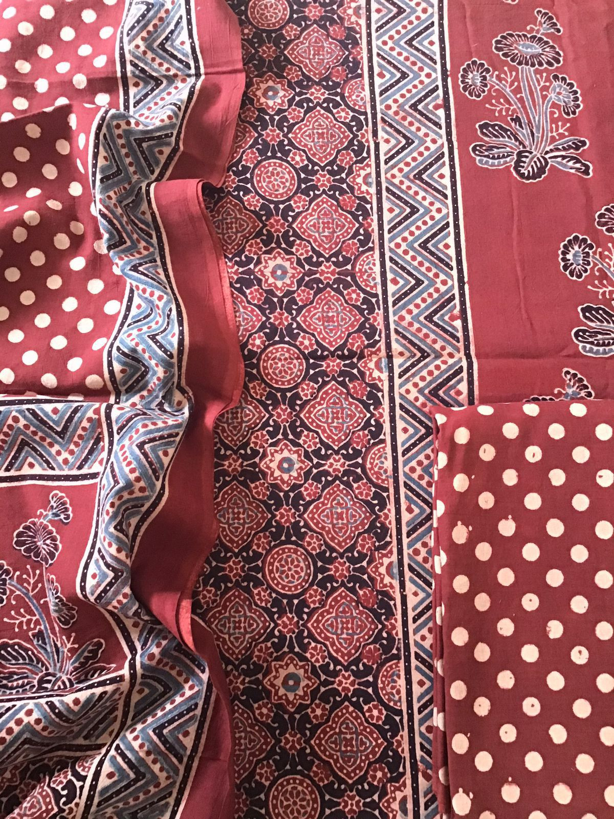 Pure Cotton Ajrakh Printed Suit - Maroon