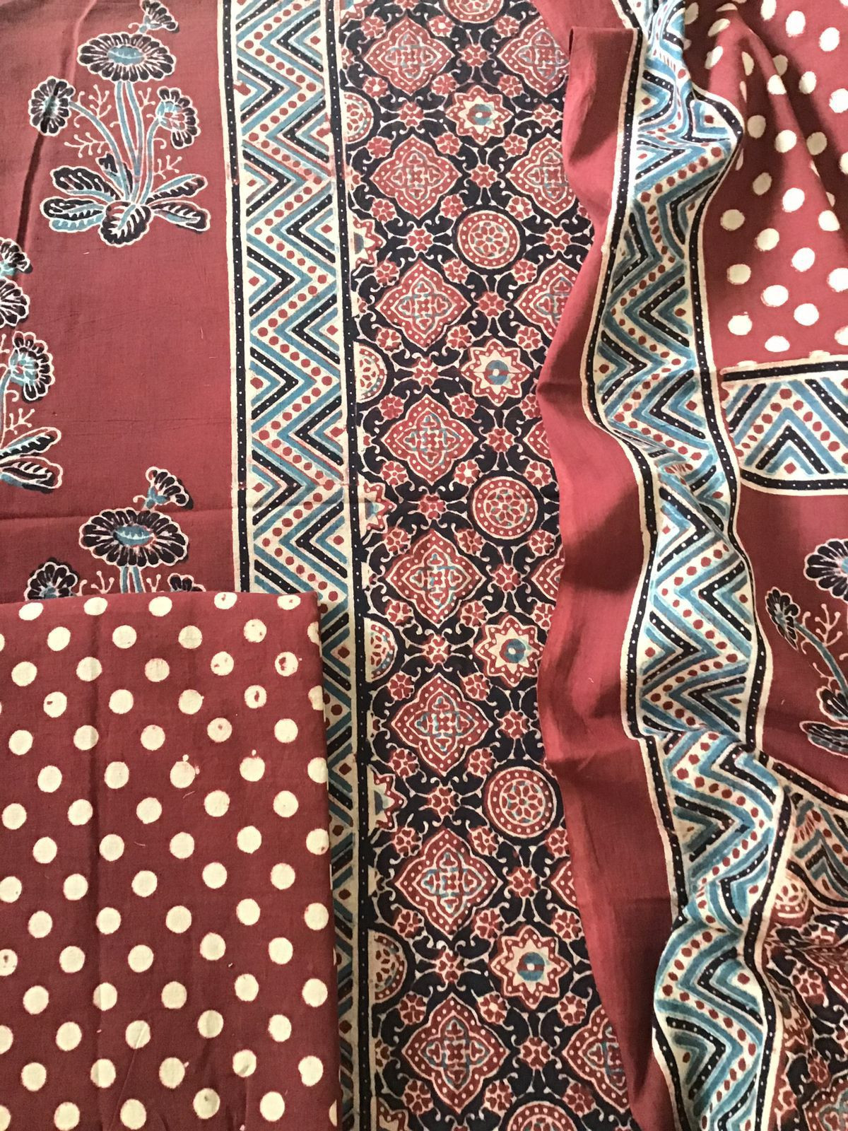 Pure Cotton Ajrakh Printed Suit - Maroon