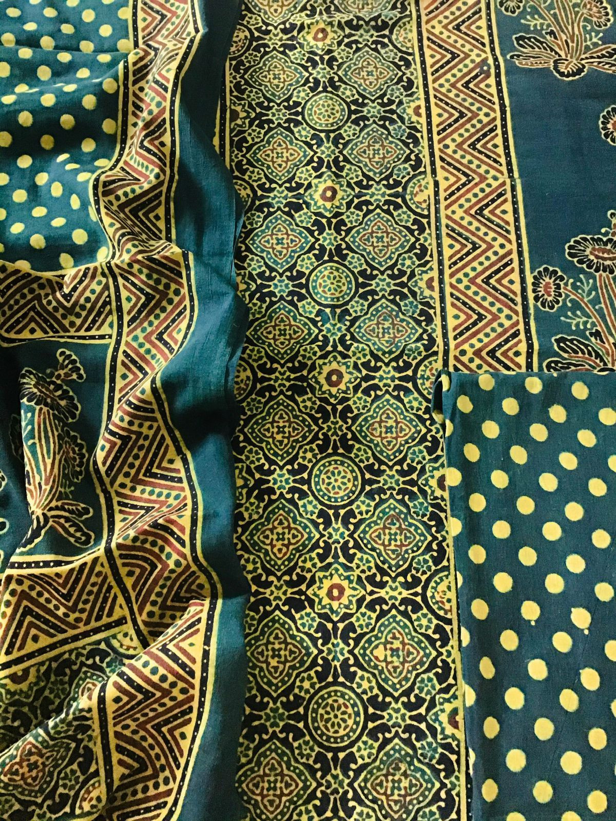 Pure Cotton Ajrakh Printed Suit - Green