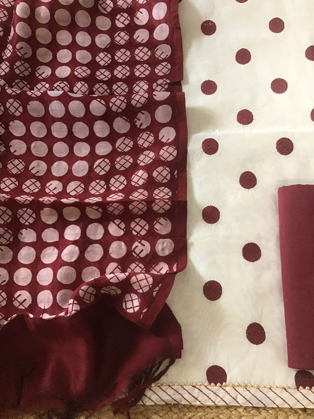 Soft Chanderi Printed Embroidered Suit - Off White