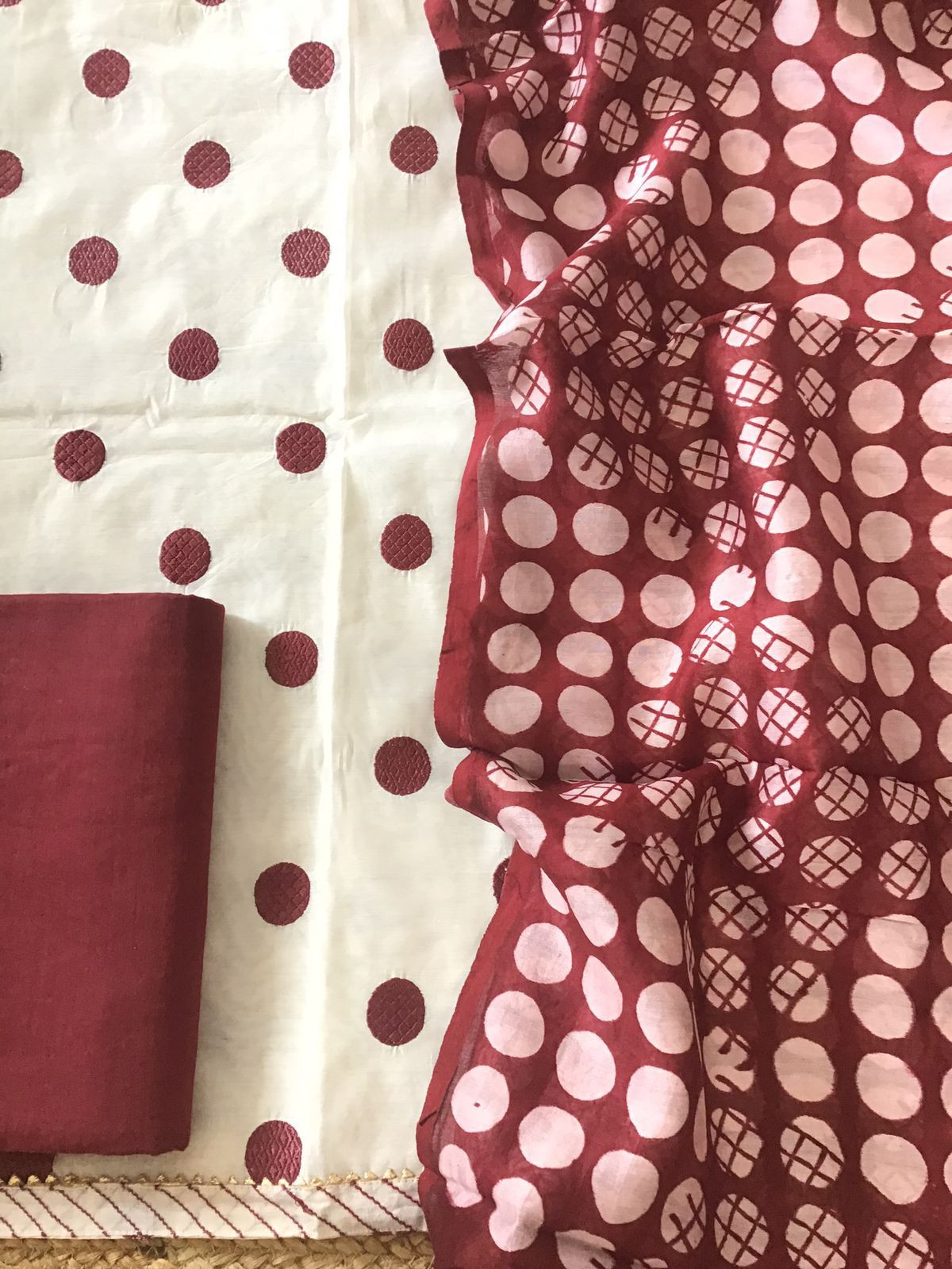 Soft Chanderi Printed Embroidered Suit - Off White