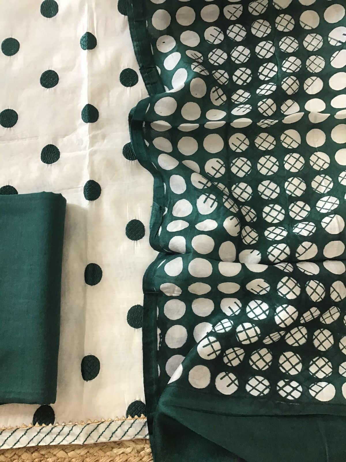 Soft Chanderi Printed Embroidered Suit - Off White