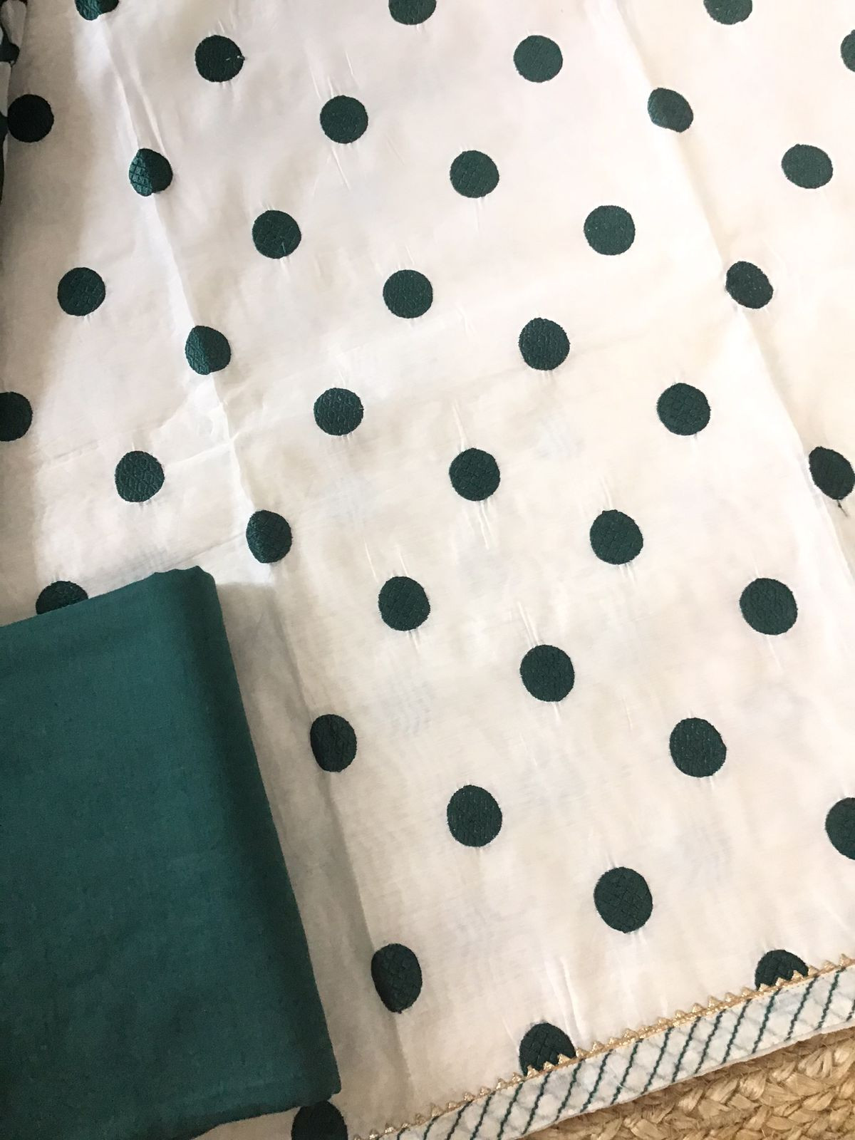 Soft Chanderi Printed Embroidered Suit - Off White