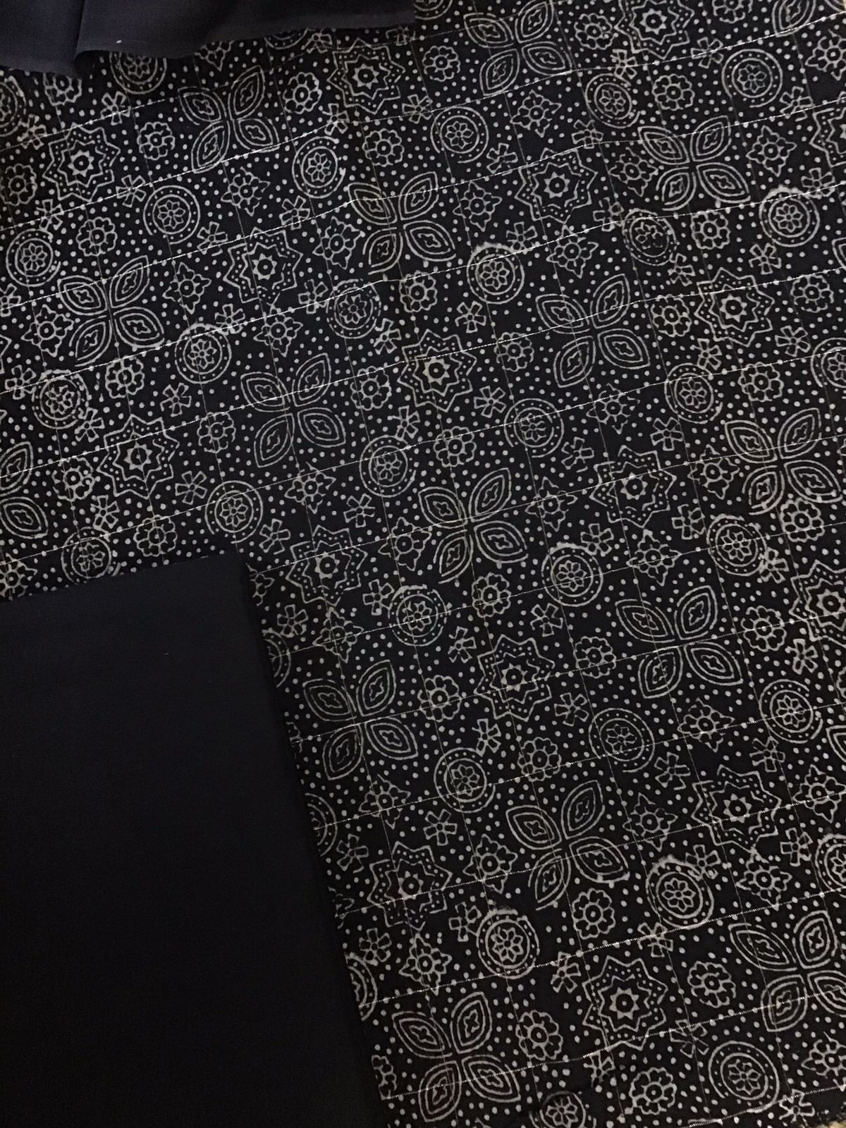Pure Maheshwari Silk Printed Banarasi Weaved Suit - Black