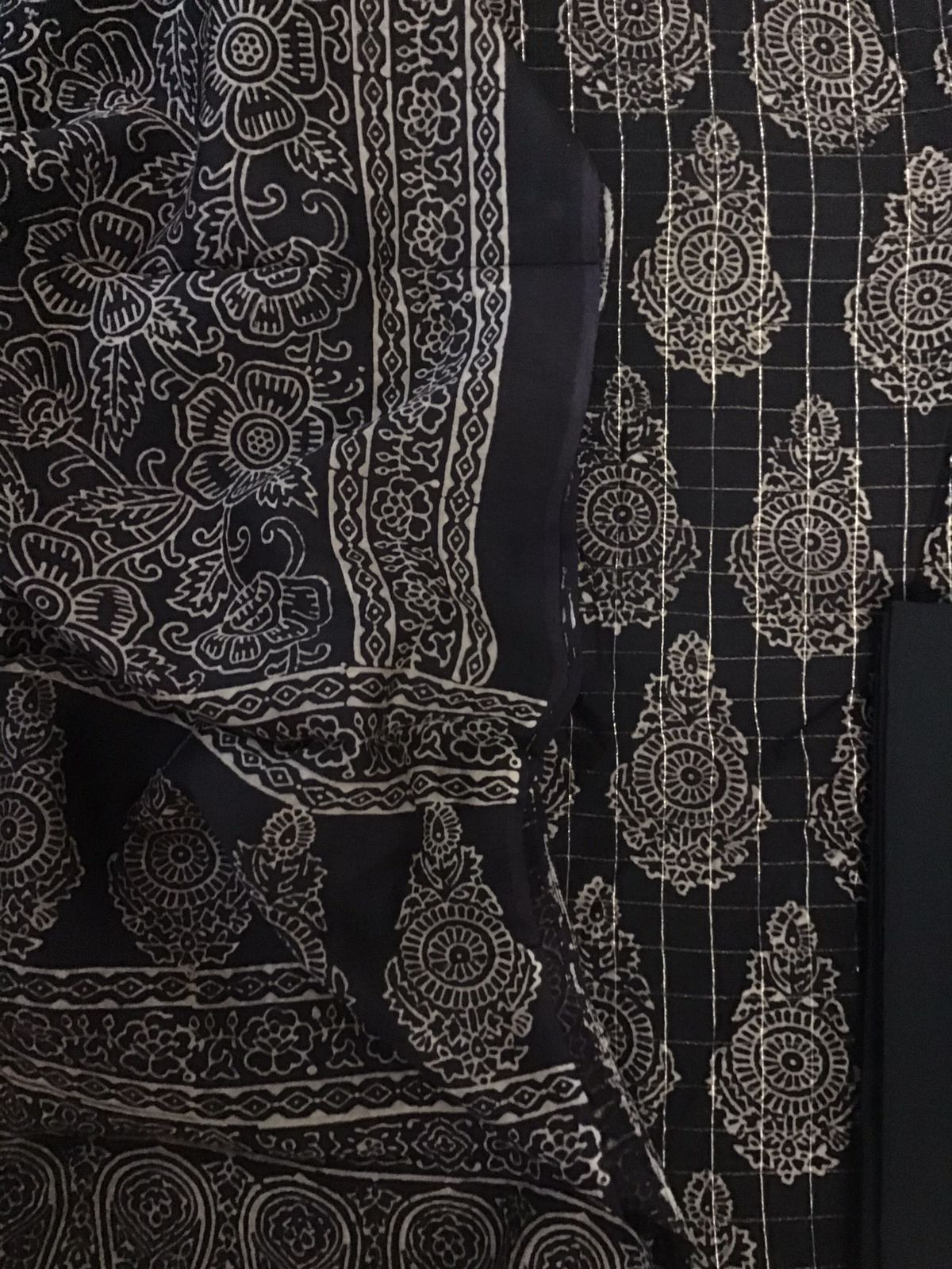 Pure Maheshwari Silk Printed Banarasi Weaved Suit - Black