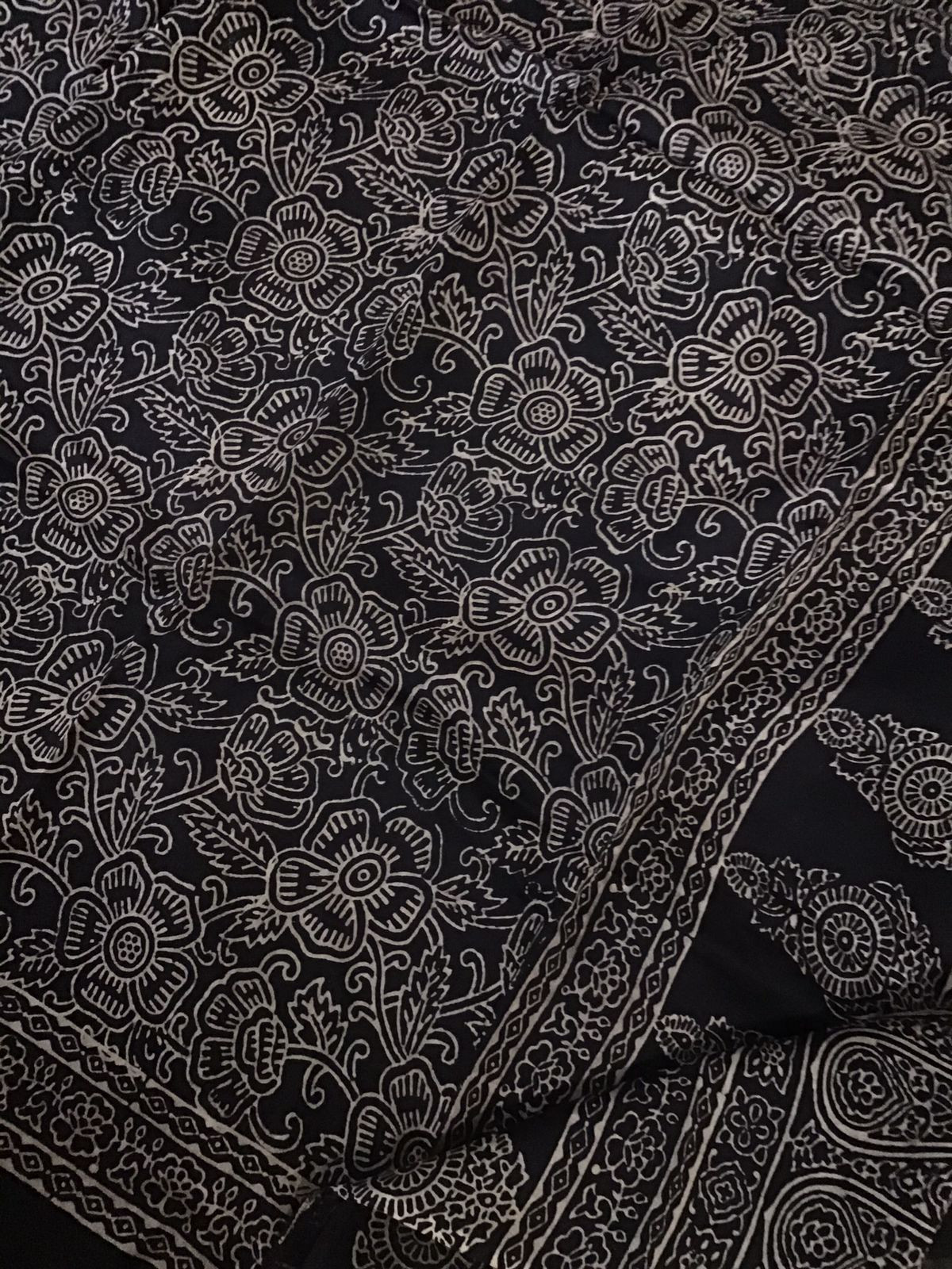 Pure Maheshwari Silk Printed Banarasi Weaved Suit - Black