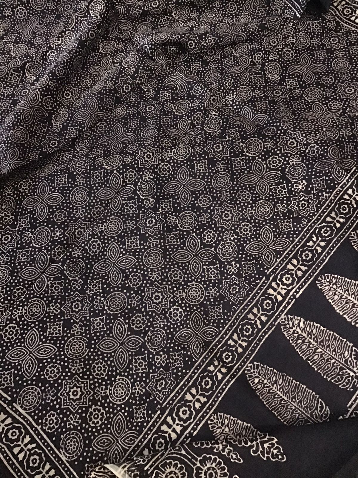 Pure Maheshwari Silk Printed Banarasi Weaved Suit - Black