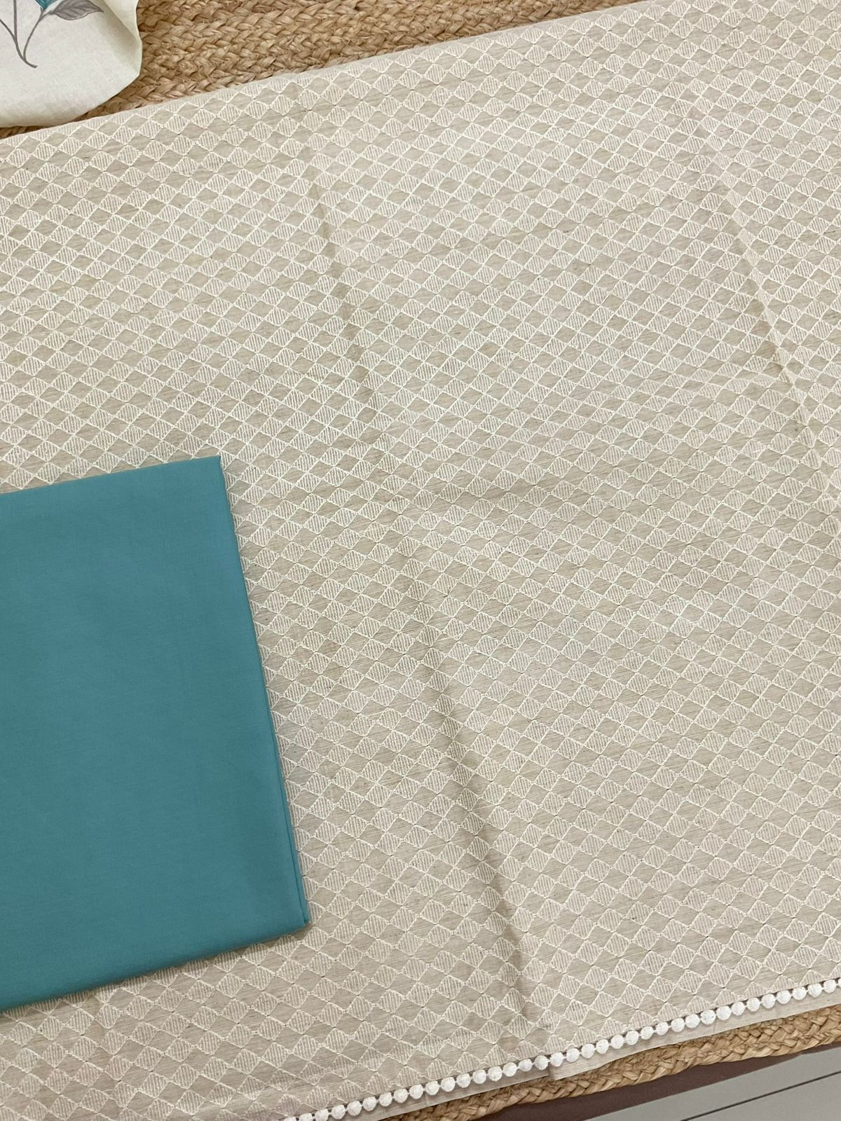 Pure Slub Chanderi Brush Painted Embroidered Suit - Beige