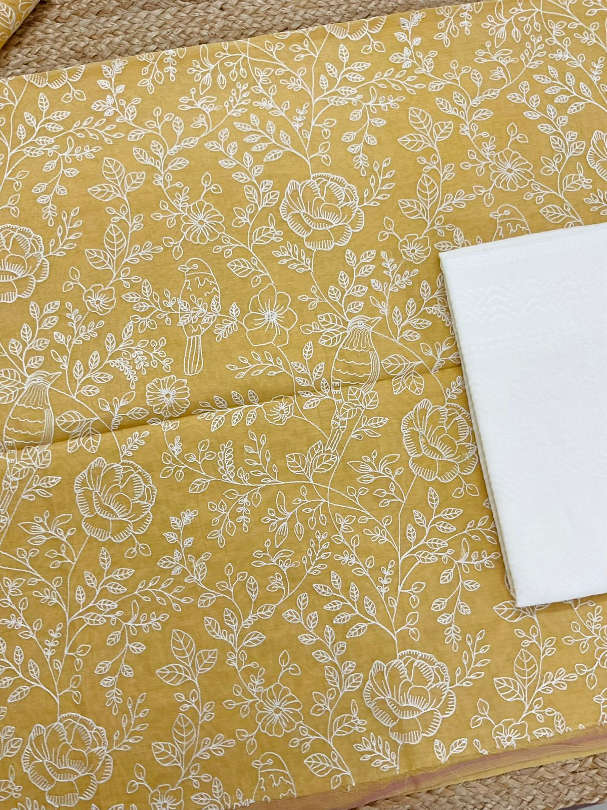 Pure Tissue Chanderi Embroidered Suit - Yellow