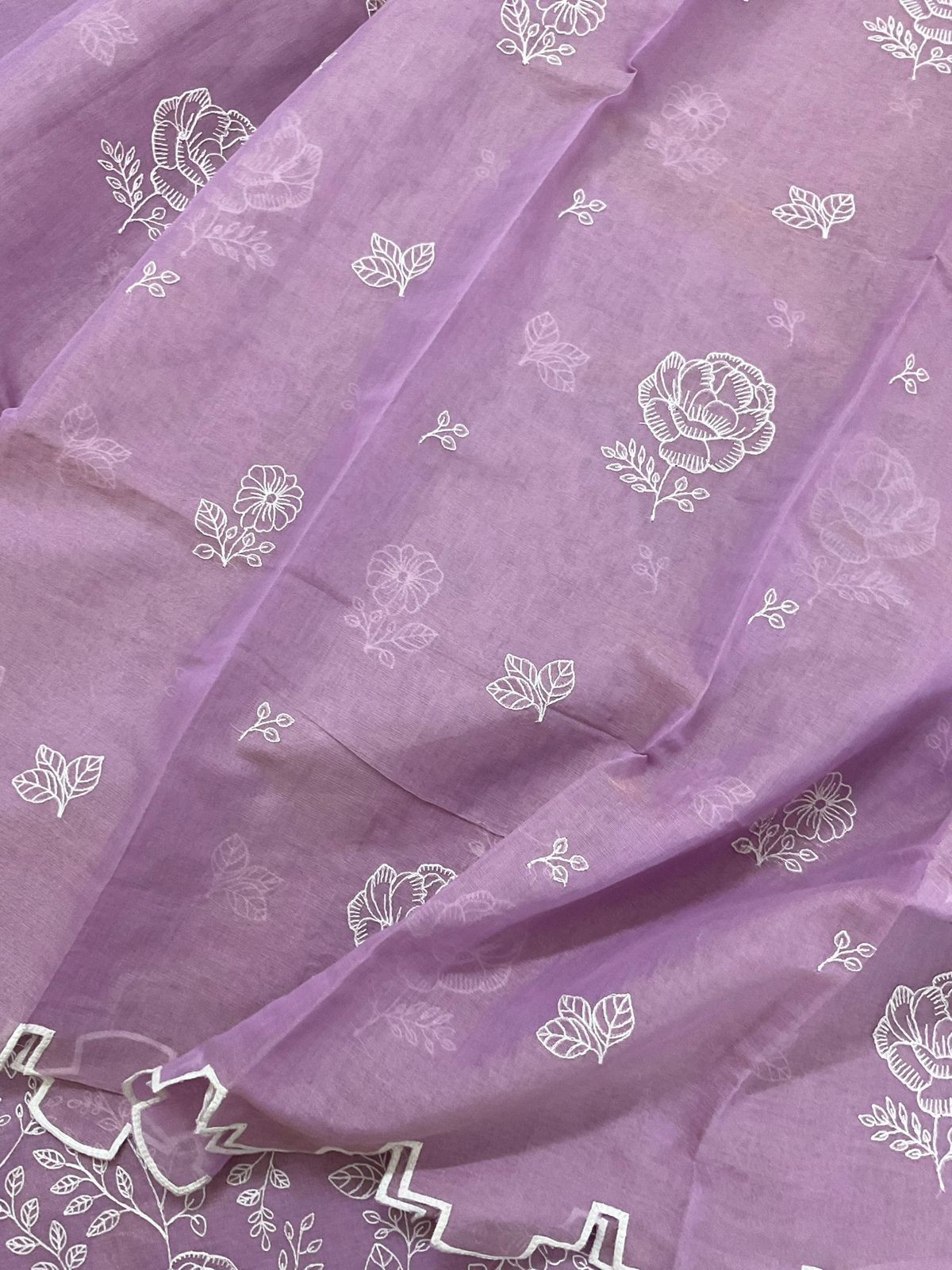 Pure Tissue Chanderi Embroidered Suit - Purple