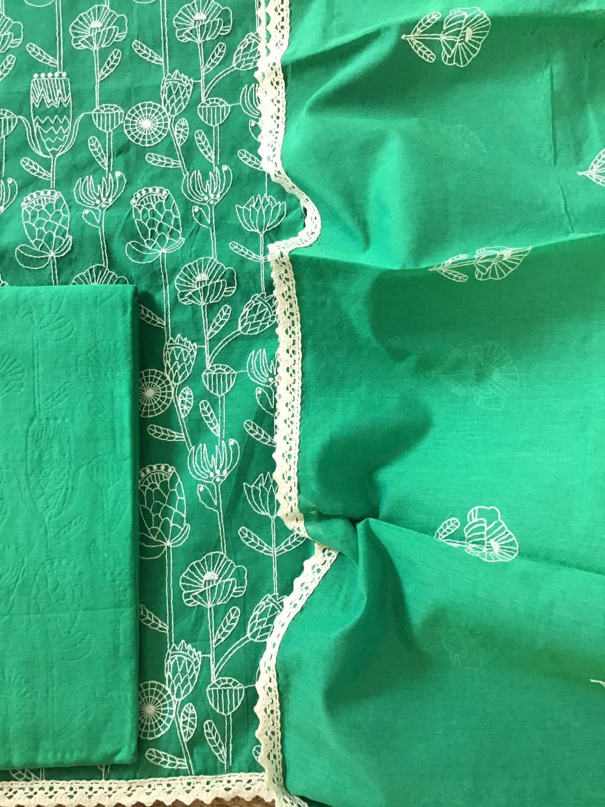 Soft Chanderi Embroidered Suit - Green