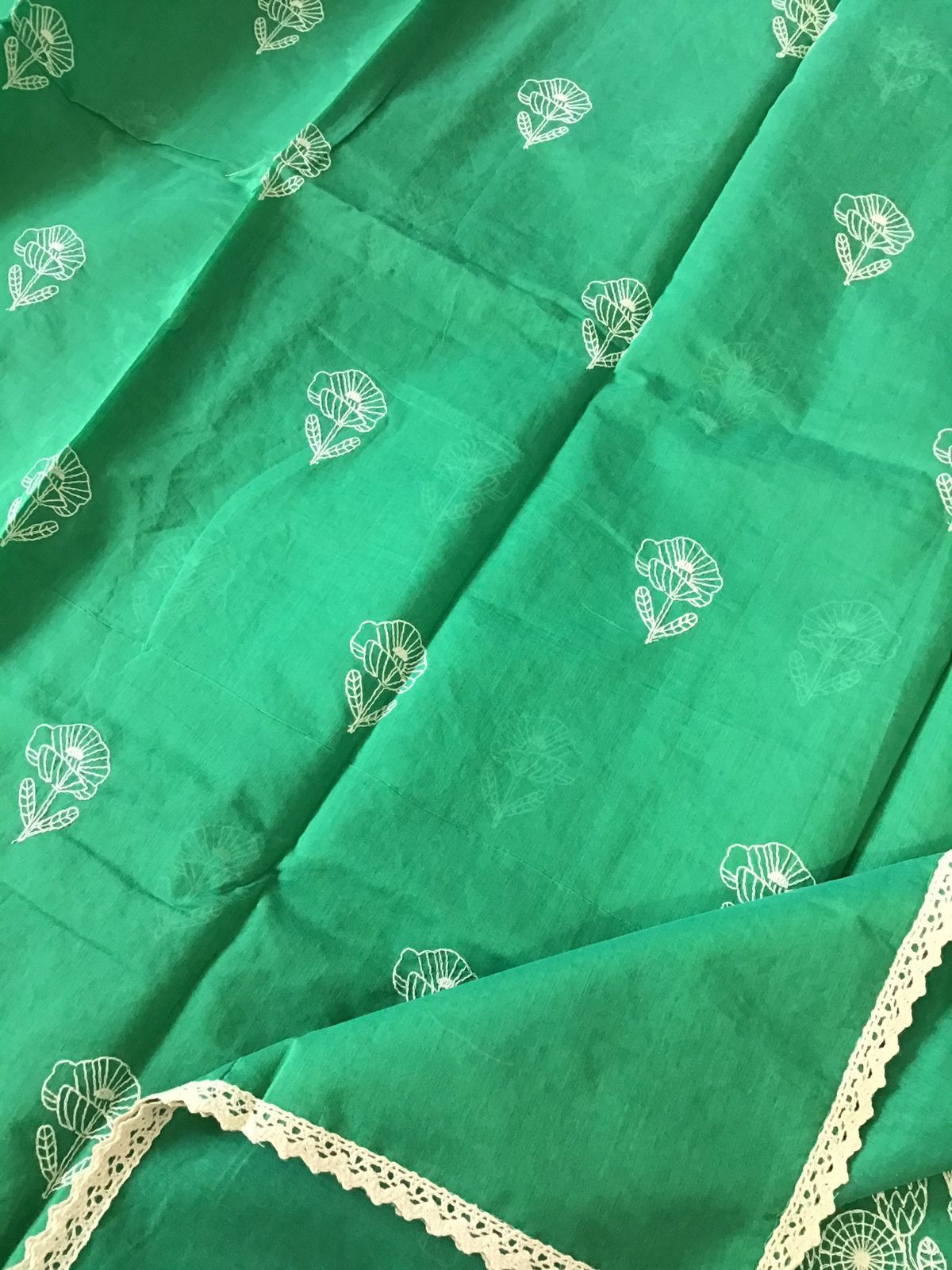 Soft Chanderi Embroidered Suit - Green