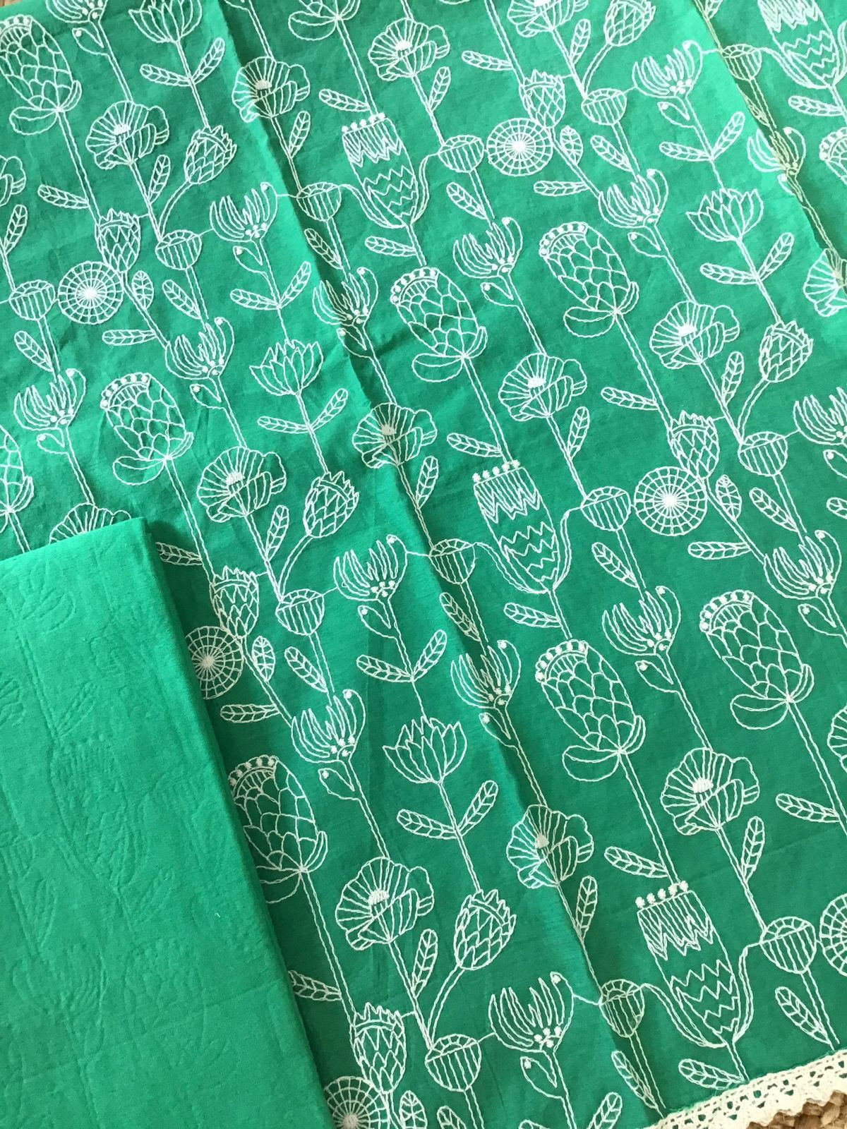 Soft Chanderi Embroidered Suit - Green