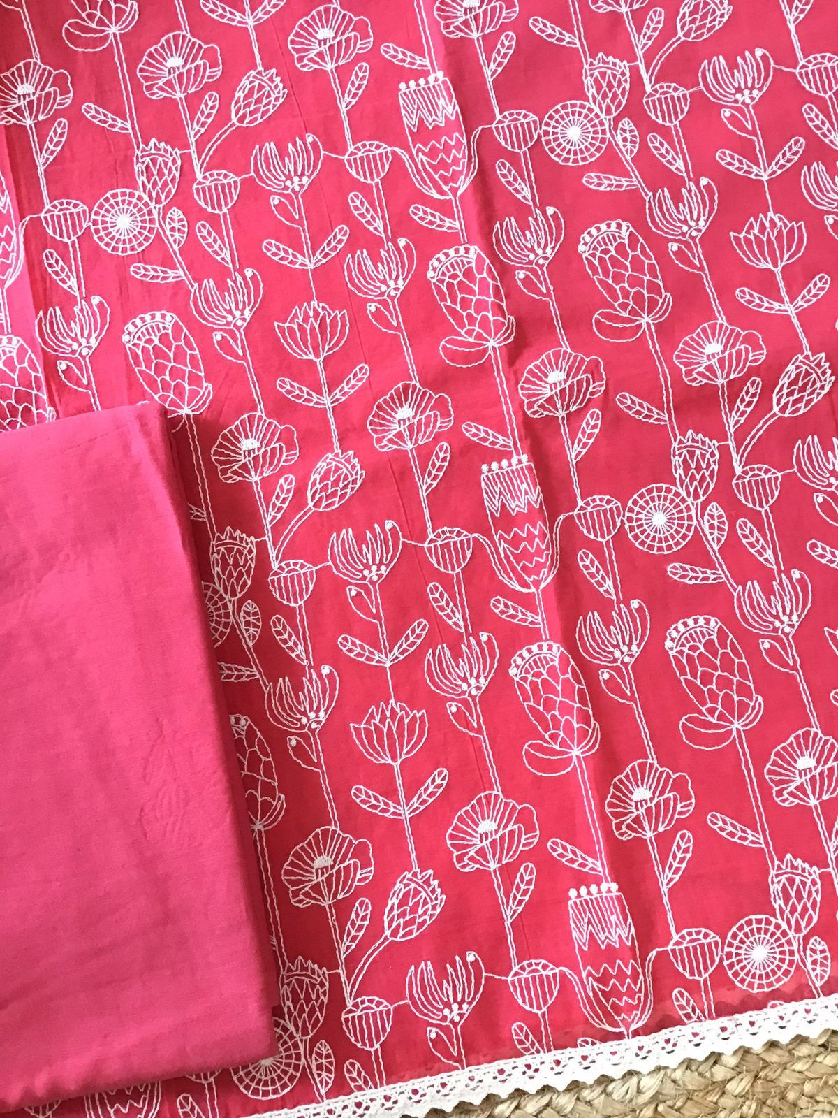 Soft Chanderi Embroidered Suit - Red