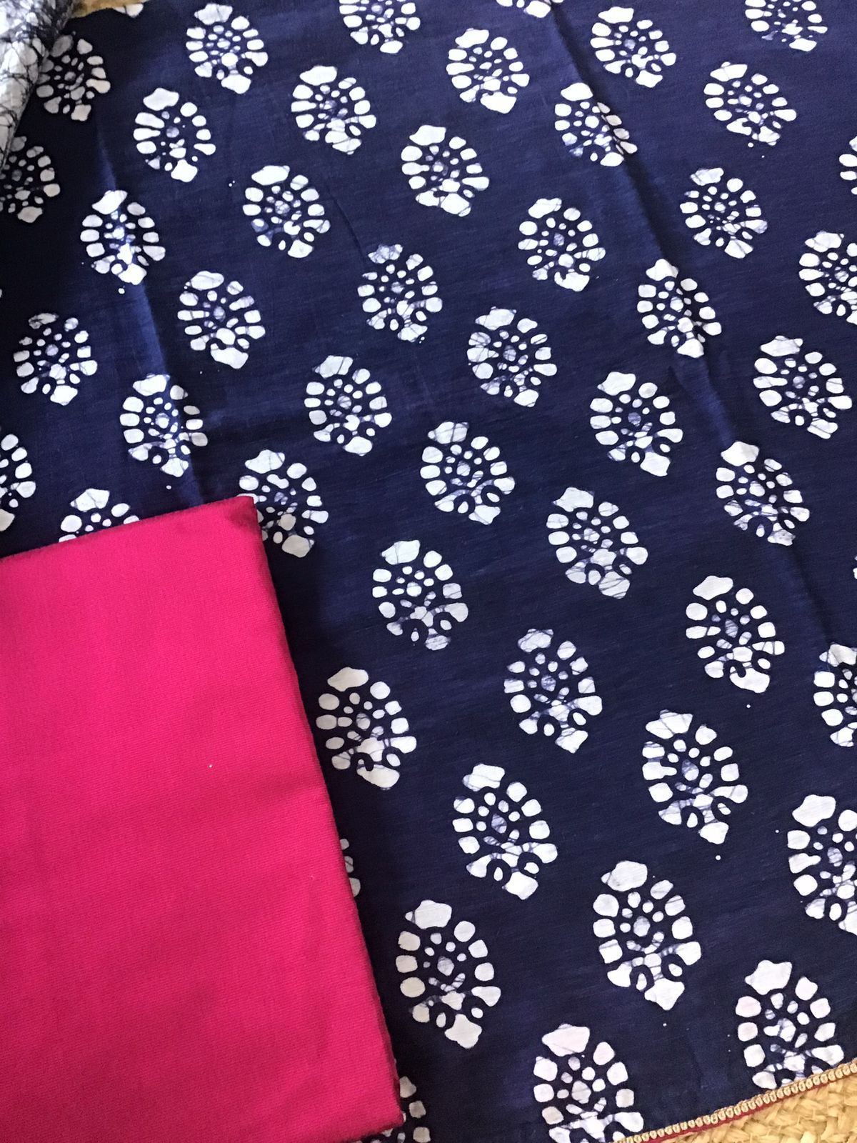 Pure Linen Chanderi Printed Embroidered Suit - Blue