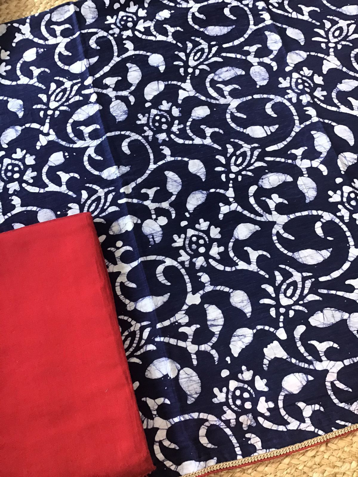 Pure Linen Chanderi Printed Embroidered Suit - Blue