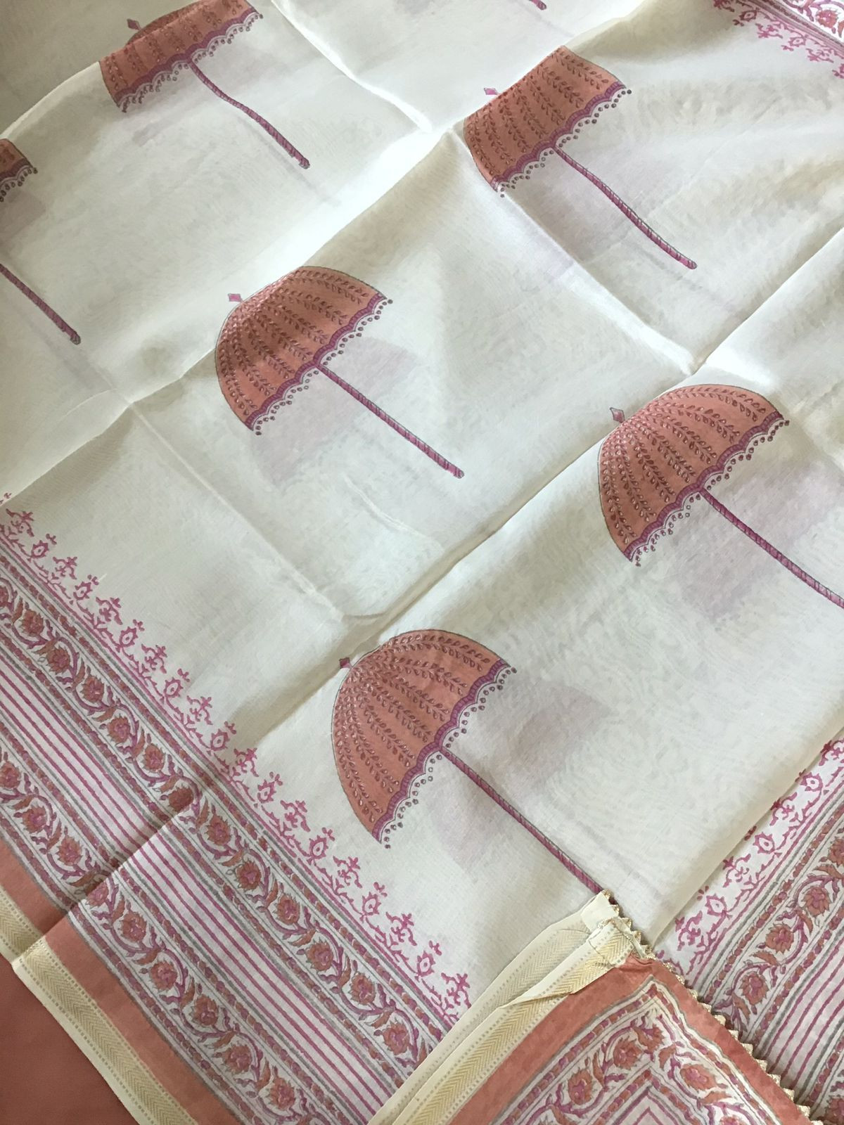 Pure Maheshwari Silk Printed Suit - Cream