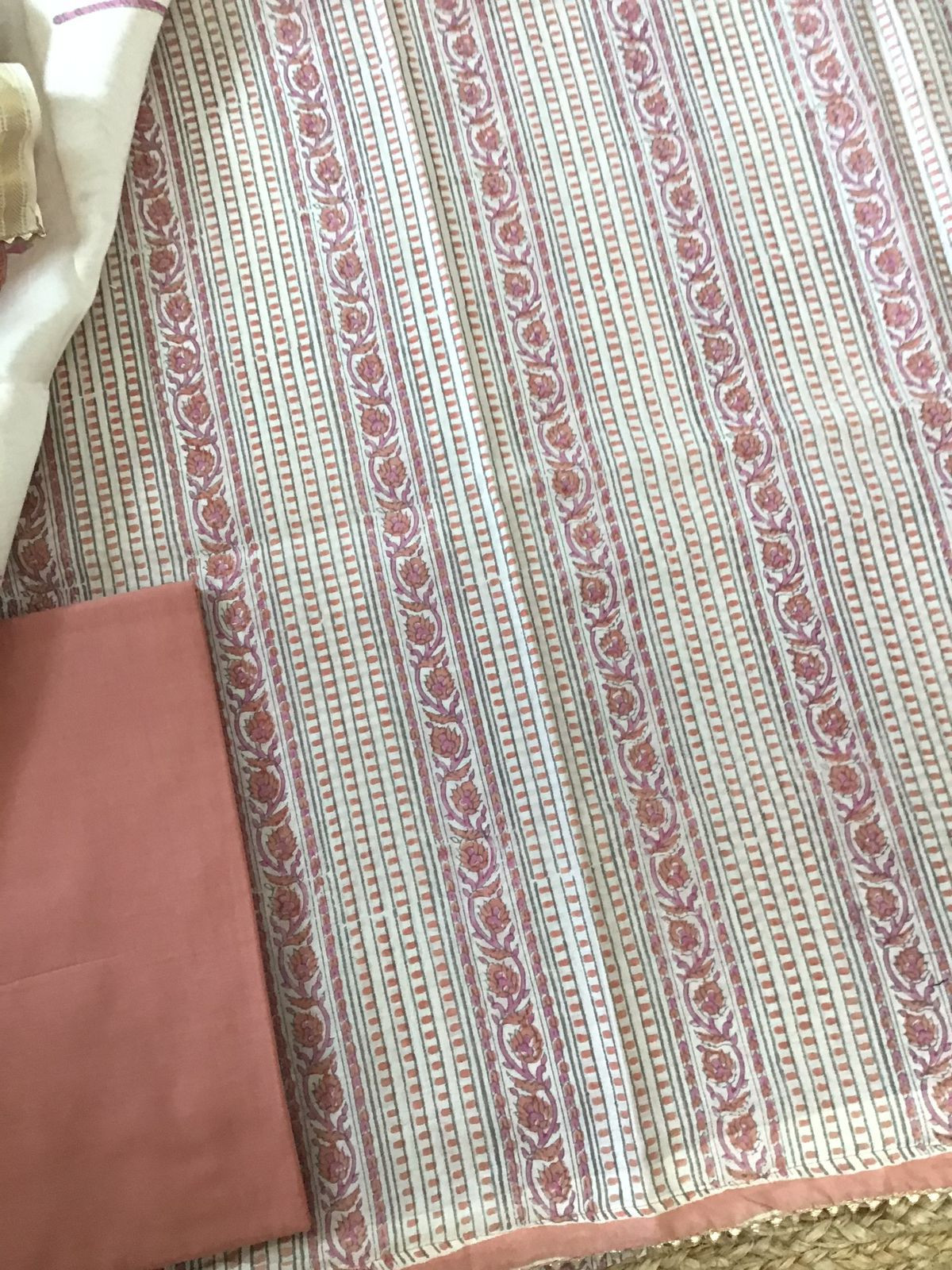 Pure Maheshwari Silk Printed Suit - Cream