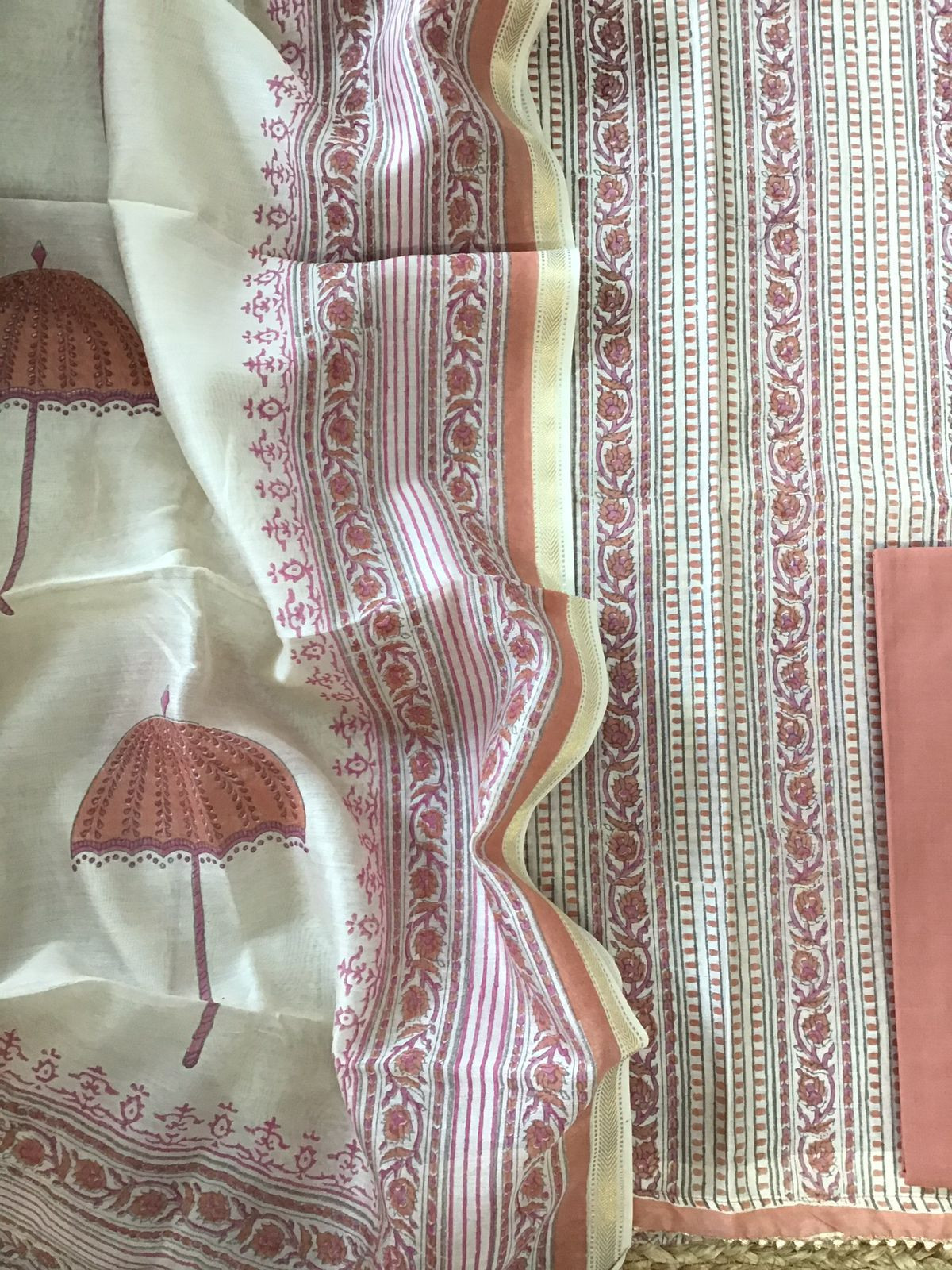 Pure Maheshwari Silk Printed Suit - Cream