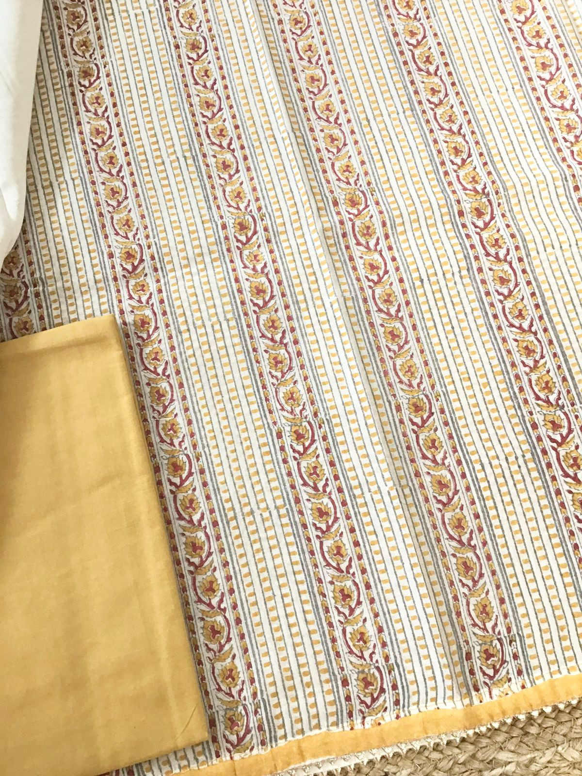 Pure Maheshwari Silk Printed Suit - Cream