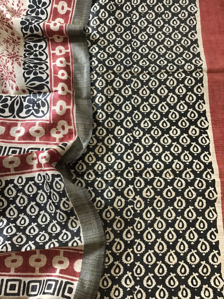 Image of Soft Khadi Silk Printed Suit - Black