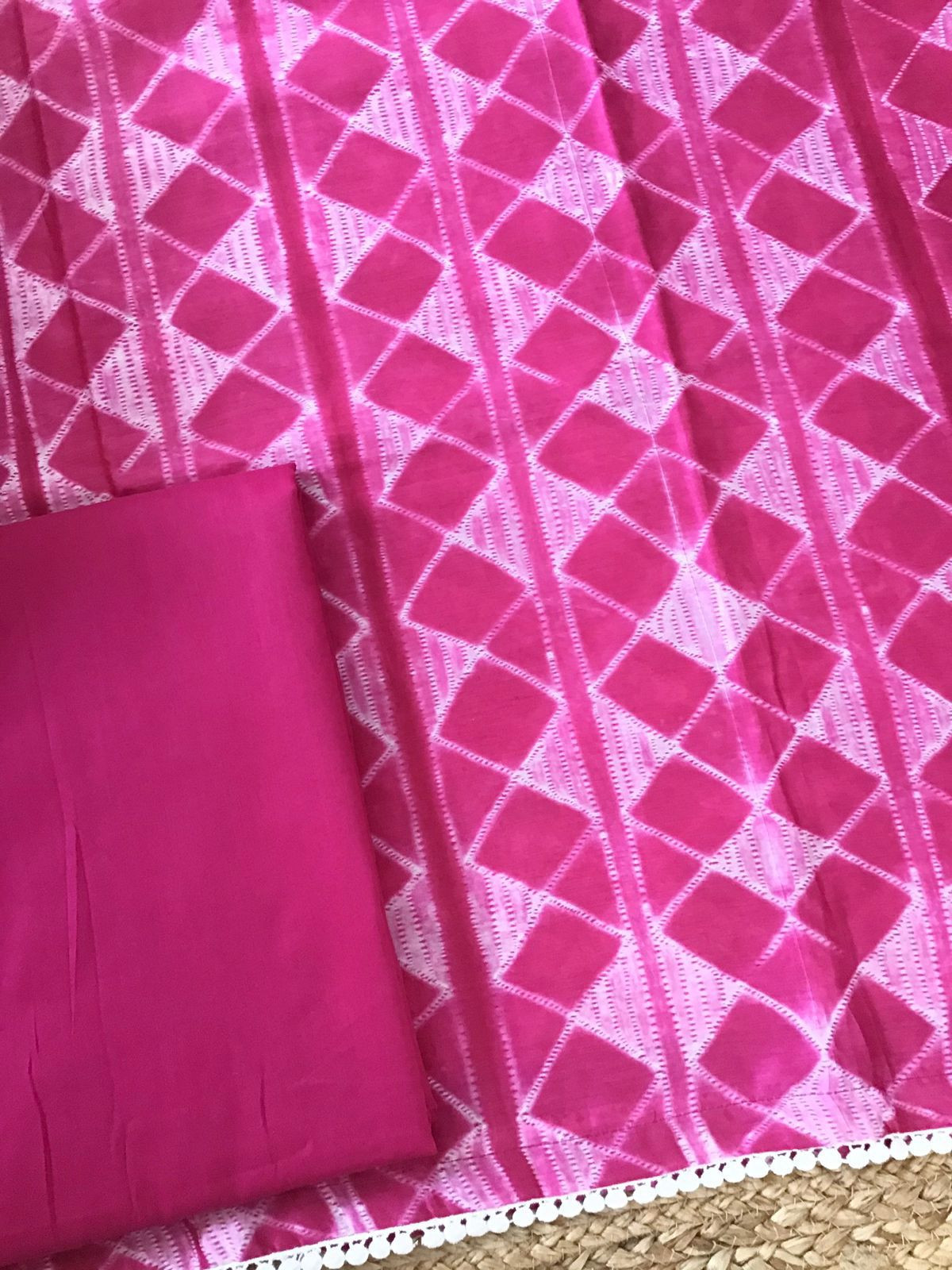 Pure Maheshwari Silk Printed Suit - Pink