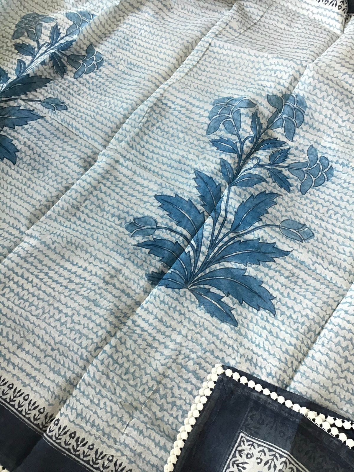 Pure Maheshwari Silk Printed Suit - Blue