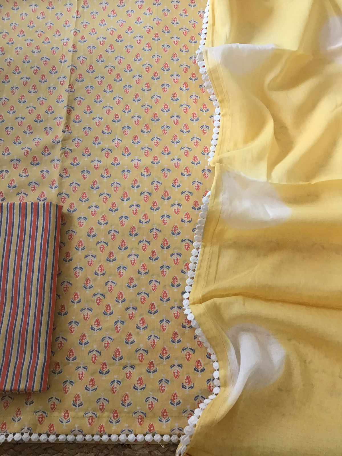 Pure Cotton Printed Suit - Yellow