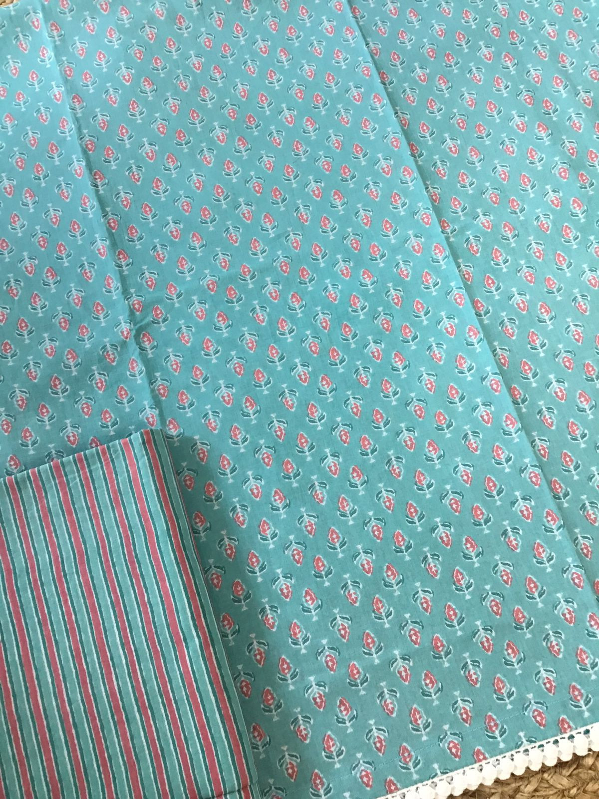 Pure Cotton Printed Suit - Sea Green