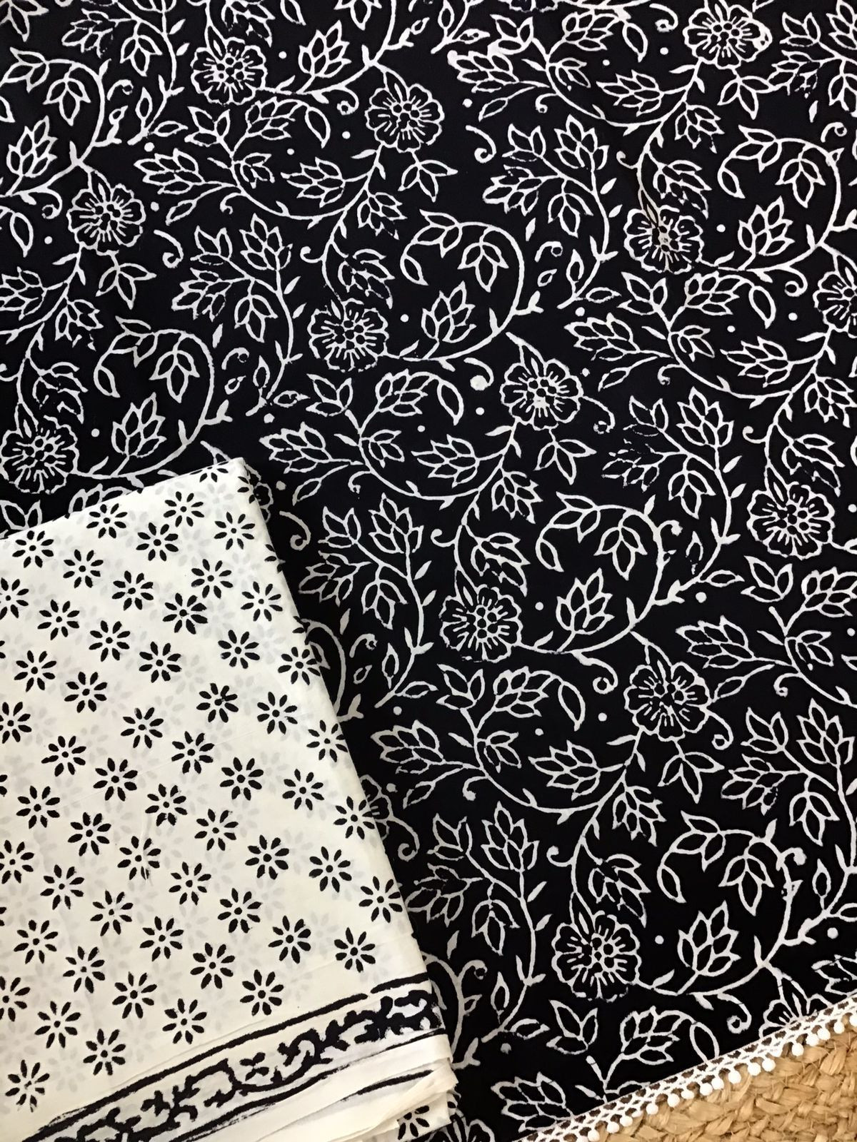 Pure Cotton Printed Suit - Black