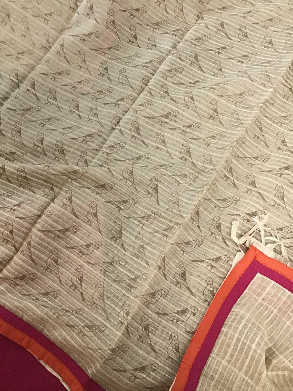 Pure Chanderi Printed Embroidered Suit - Brown