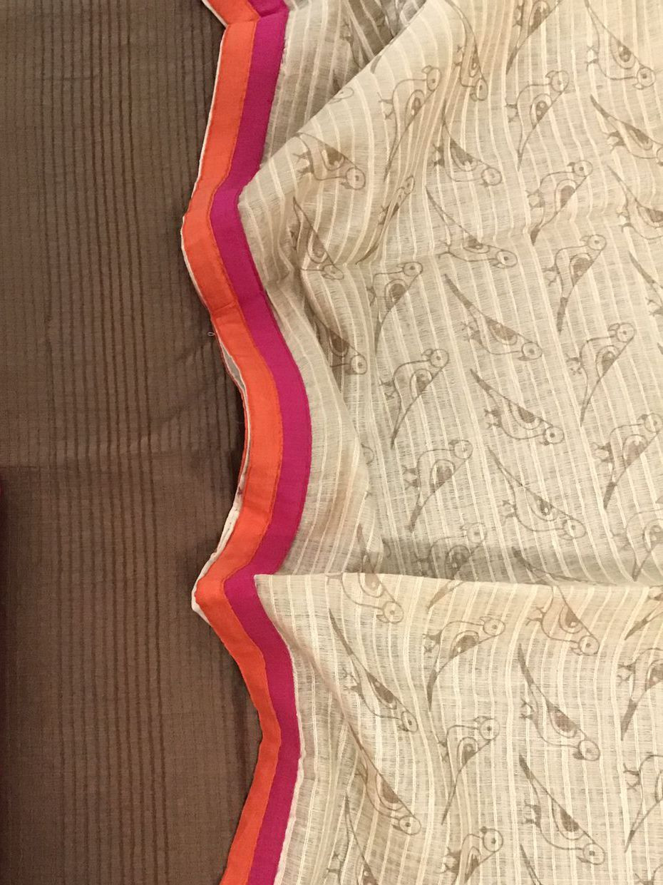 Pure Chanderi Printed Embroidered Suit - Brown