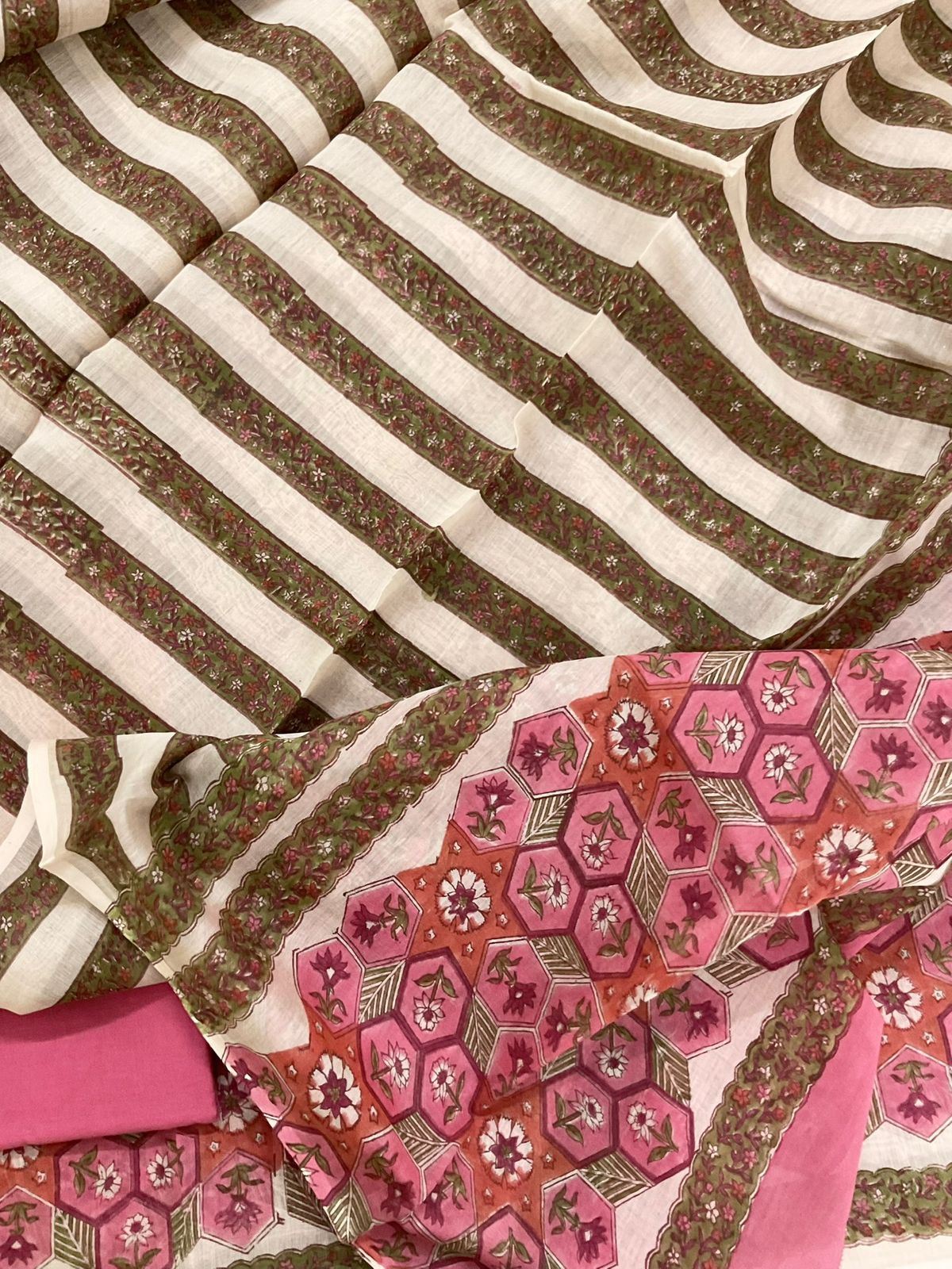 Pure Chanderi Block Printed Suit - Pink