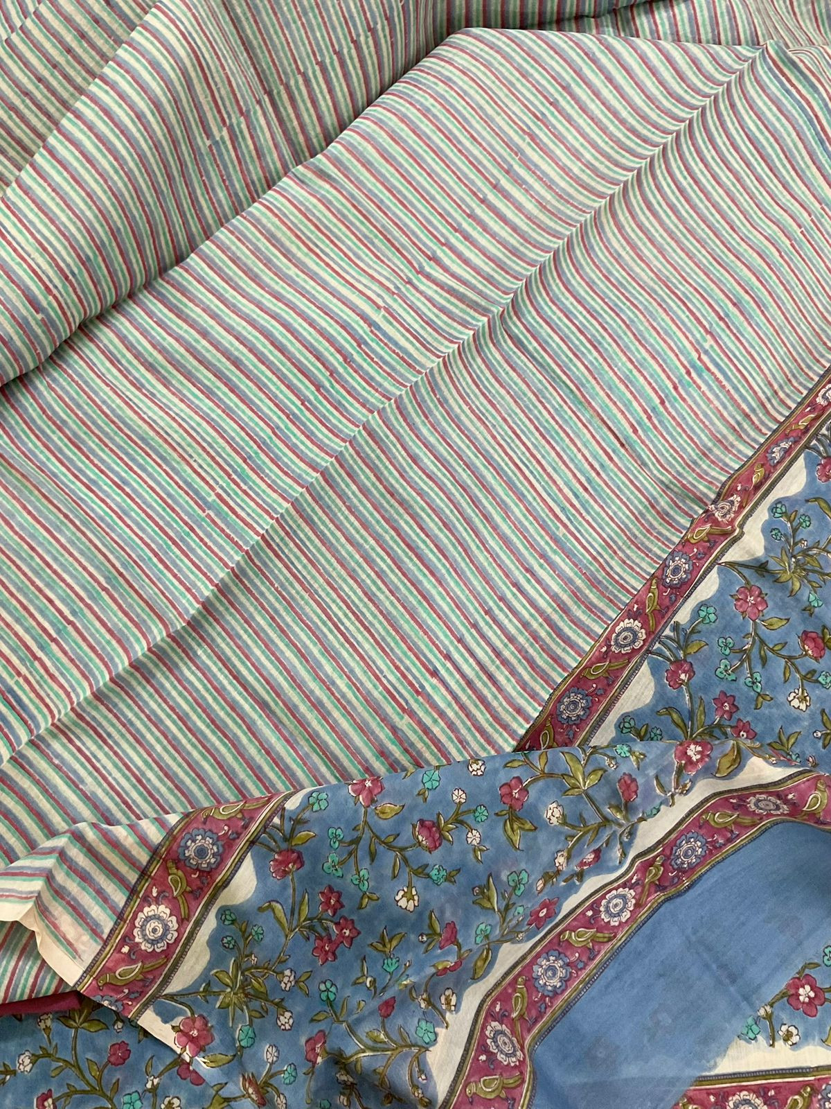 Pure Chanderi Block Printed Suit - Blue
