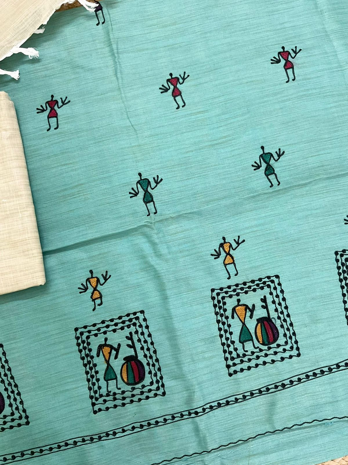 Soft Khadi Silk Embroidered Suit - Blue