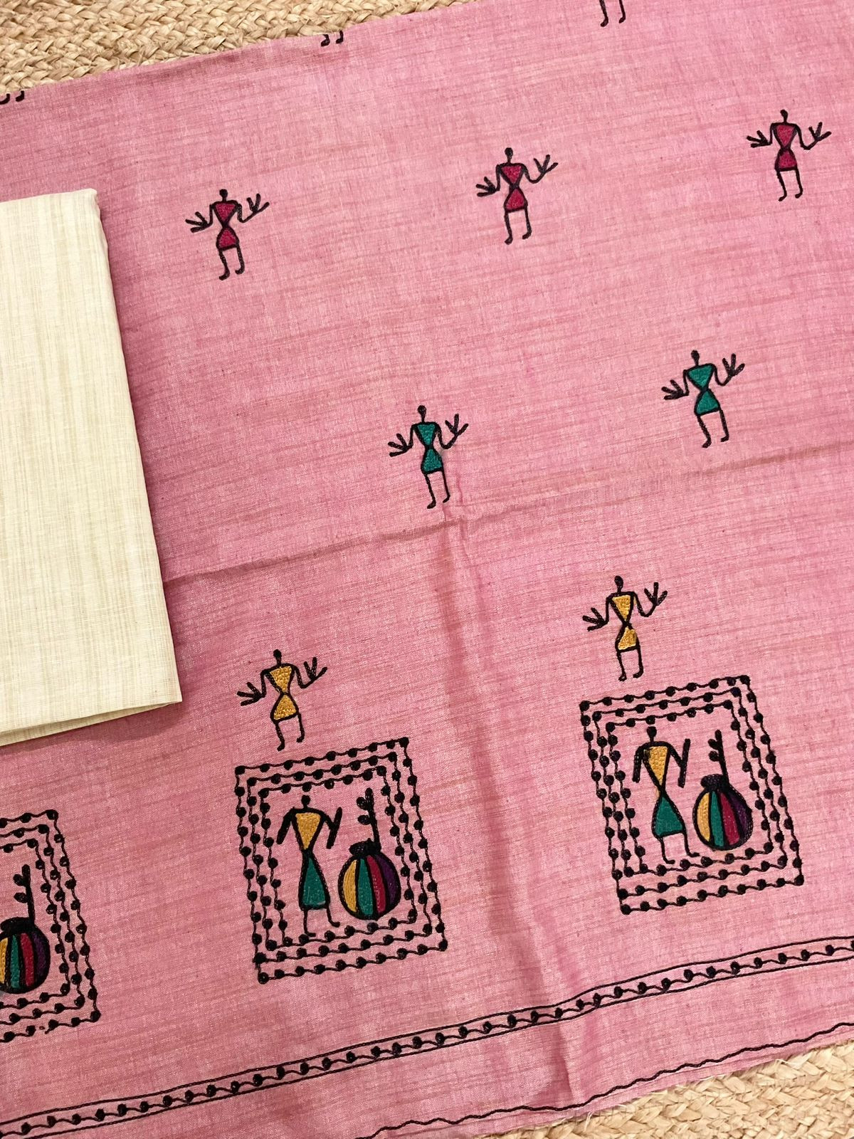 Soft Khadi Silk Embroidered Suit - Pink