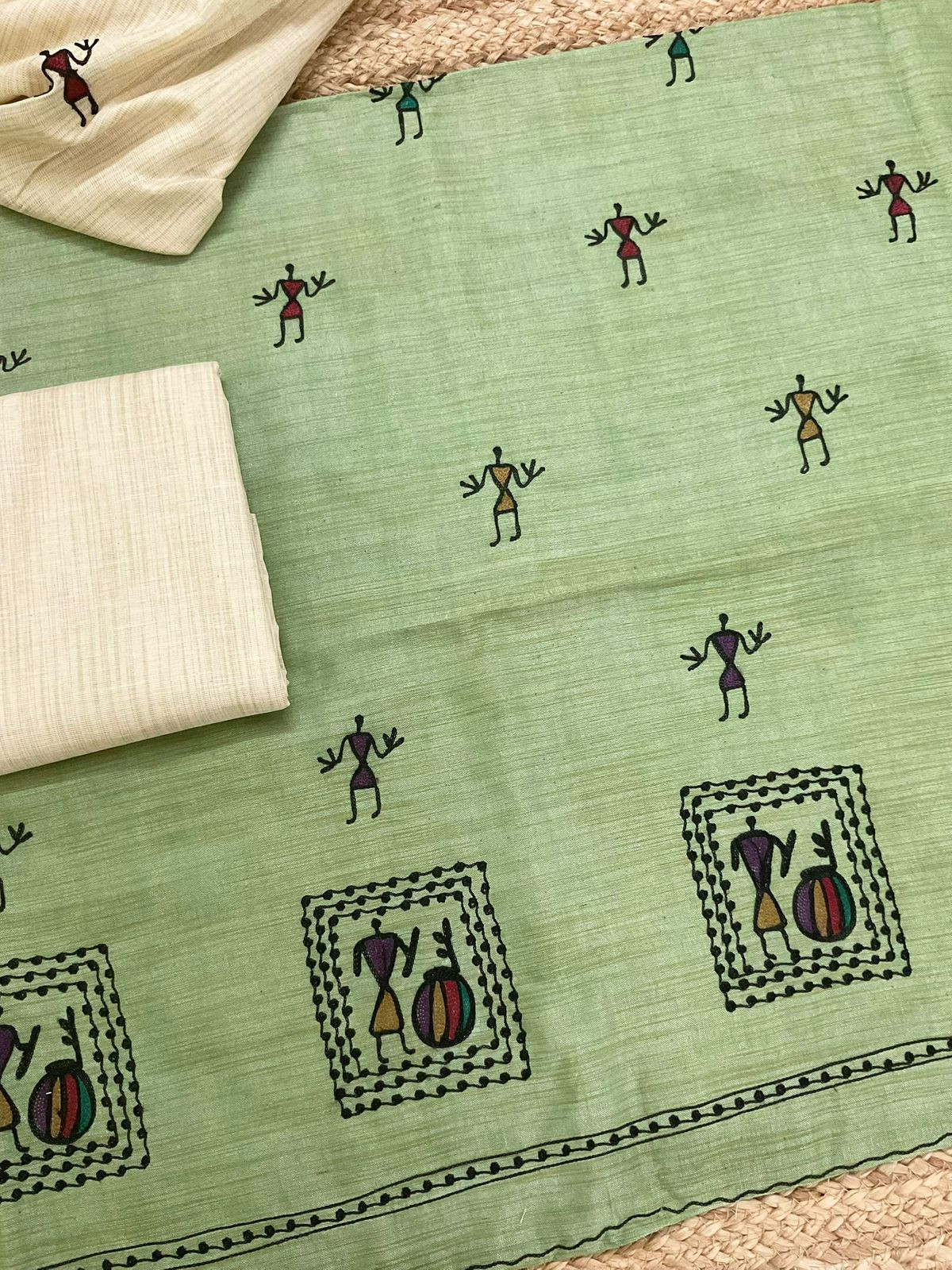 Soft Khadi Silk Embroidered Suit - Green