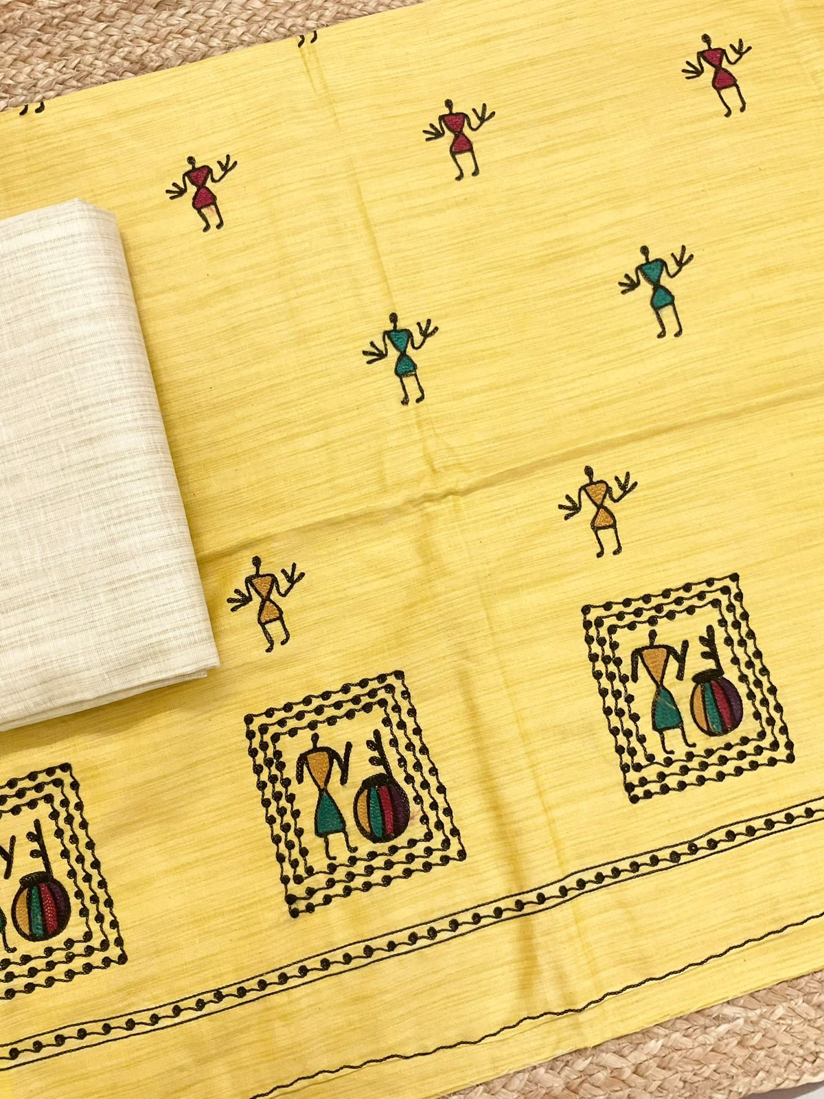 Soft Khadi Silk Embroidered Suit - Yellow